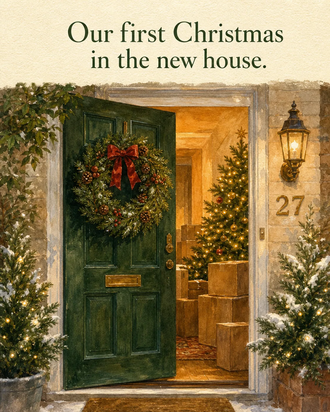 First Christmas in the New Home, Christmas card front