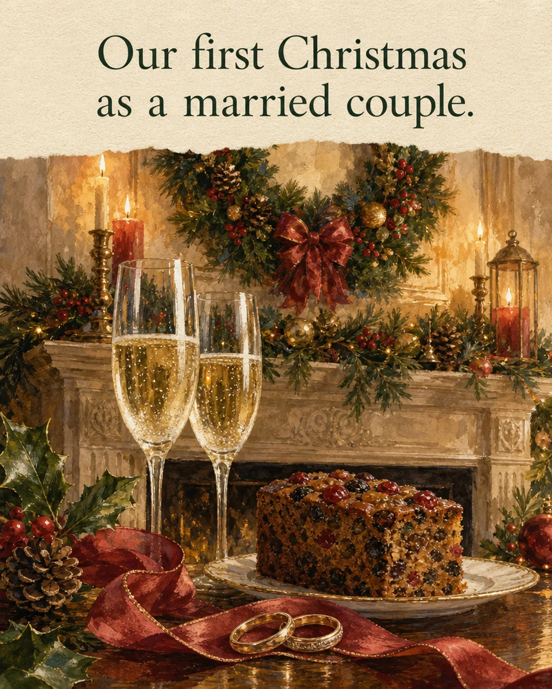 Our First Christmas Married, Christmas card front