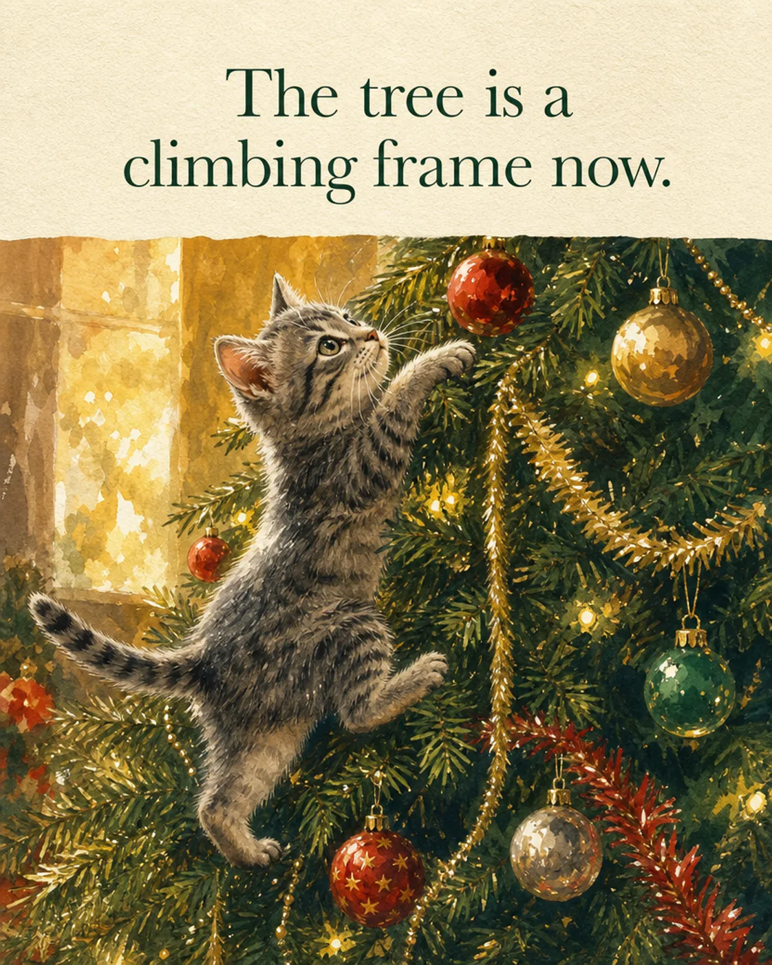 First Christmas With a Kitten, Christmas card front