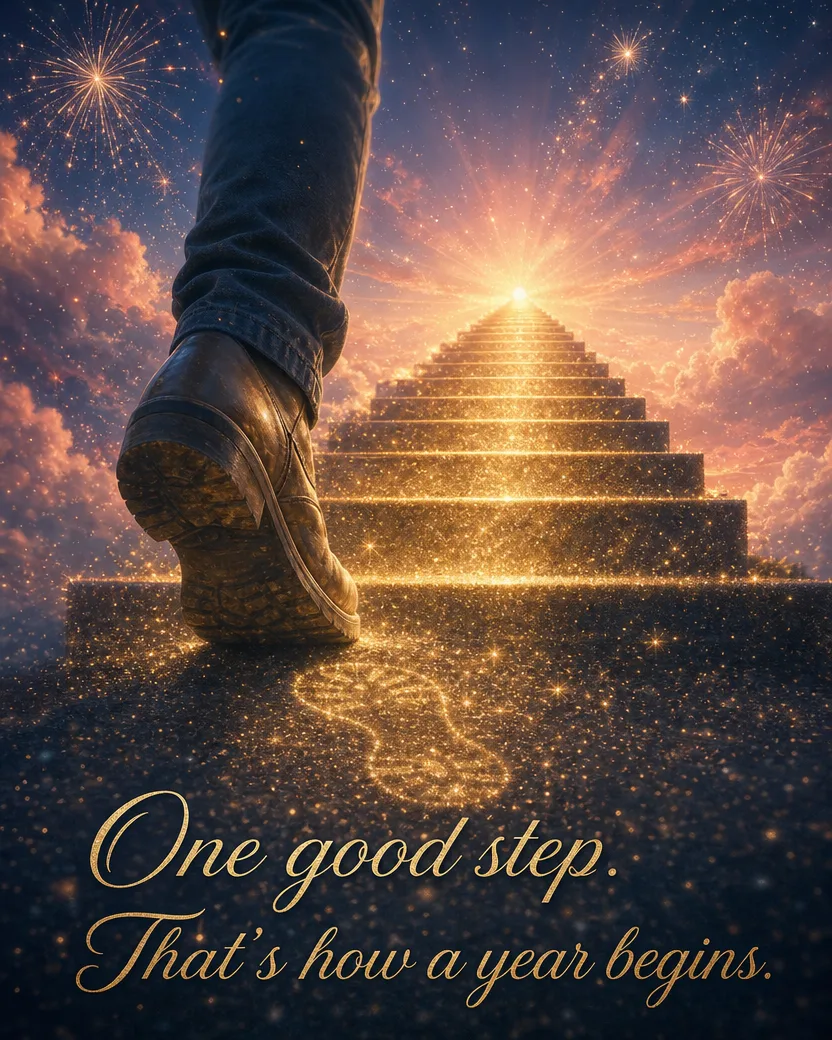 One Good Step, Christmas card front