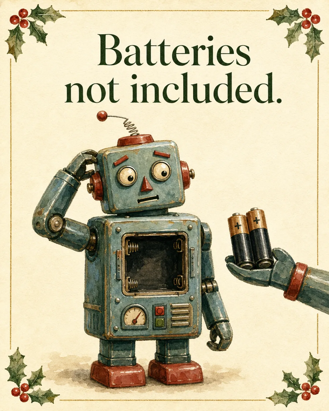 Batteries Not Included, Christmas card front