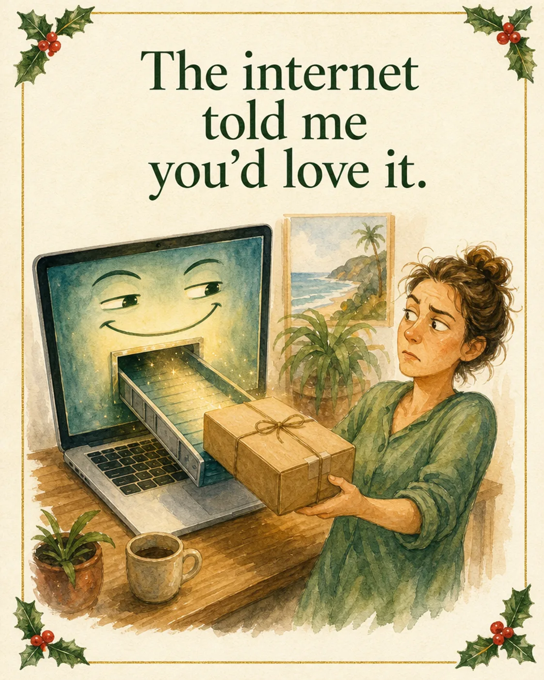 Blame the Algorithm, Christmas card front