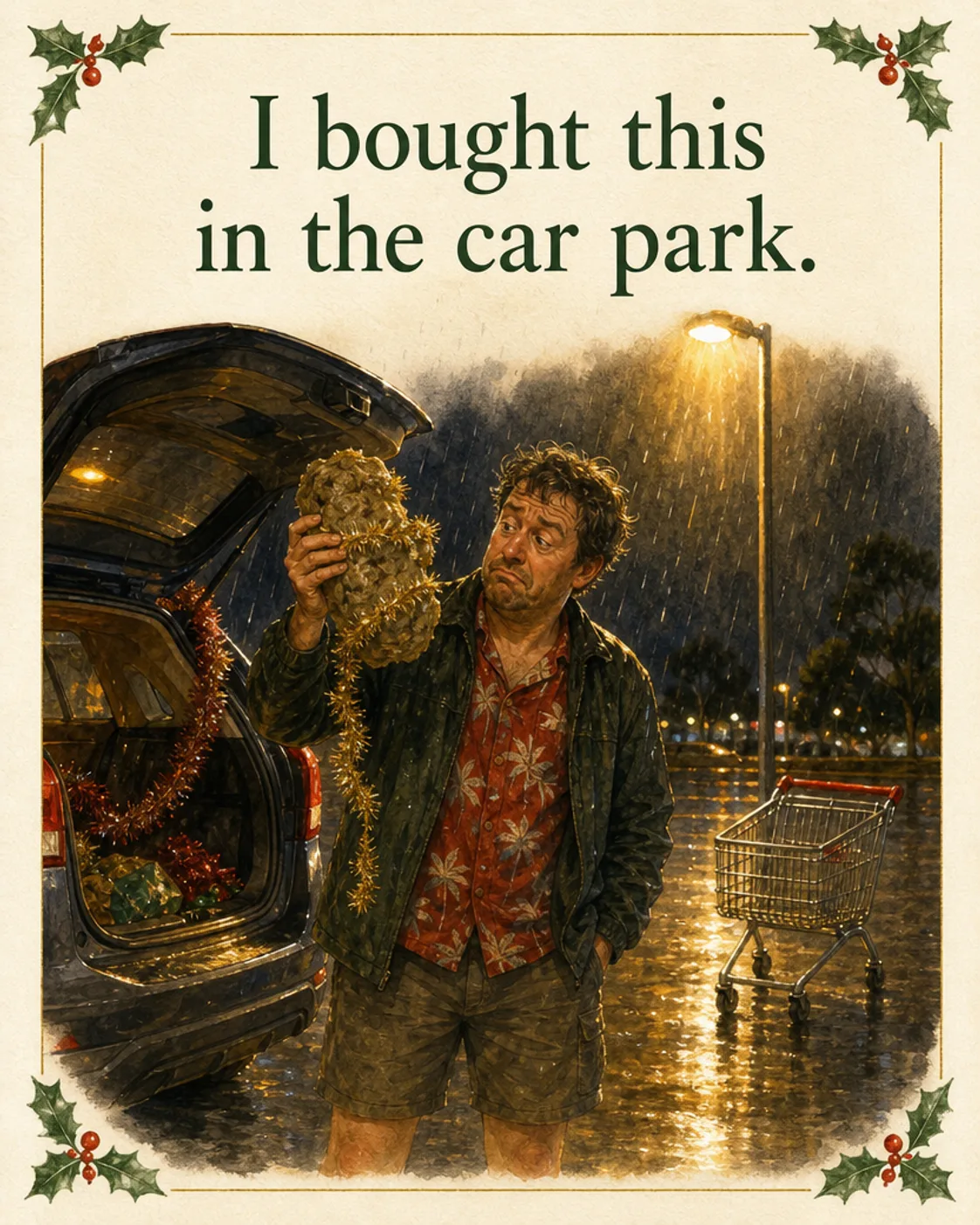 Car Park Purchase, Christmas card front