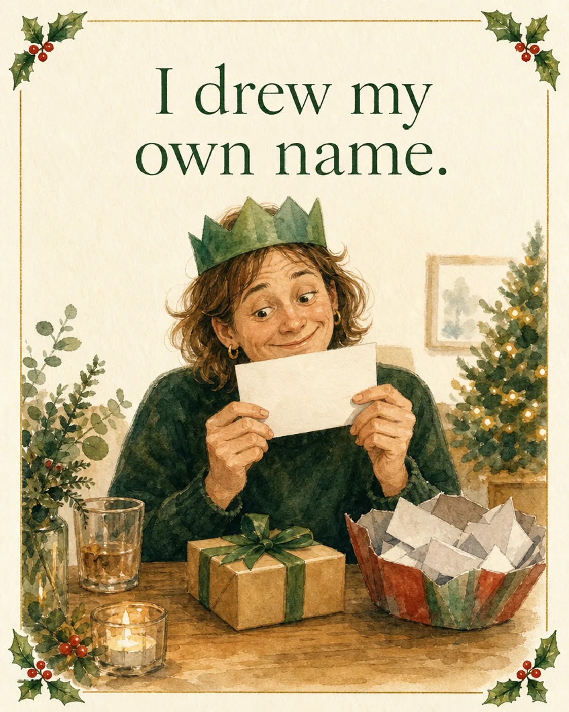 Drew Myself, Christmas card front