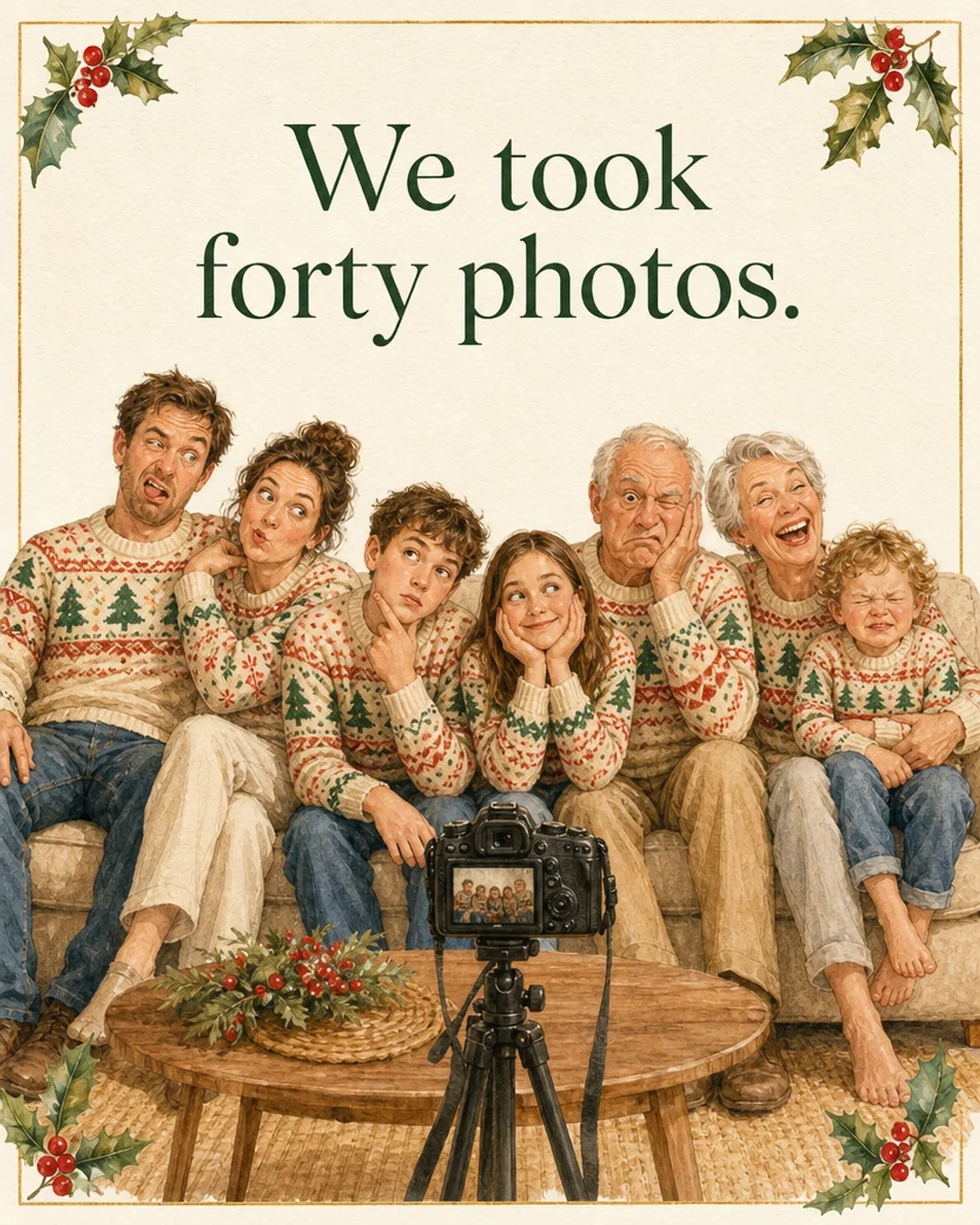 Group Photo Hostage, Christmas card front