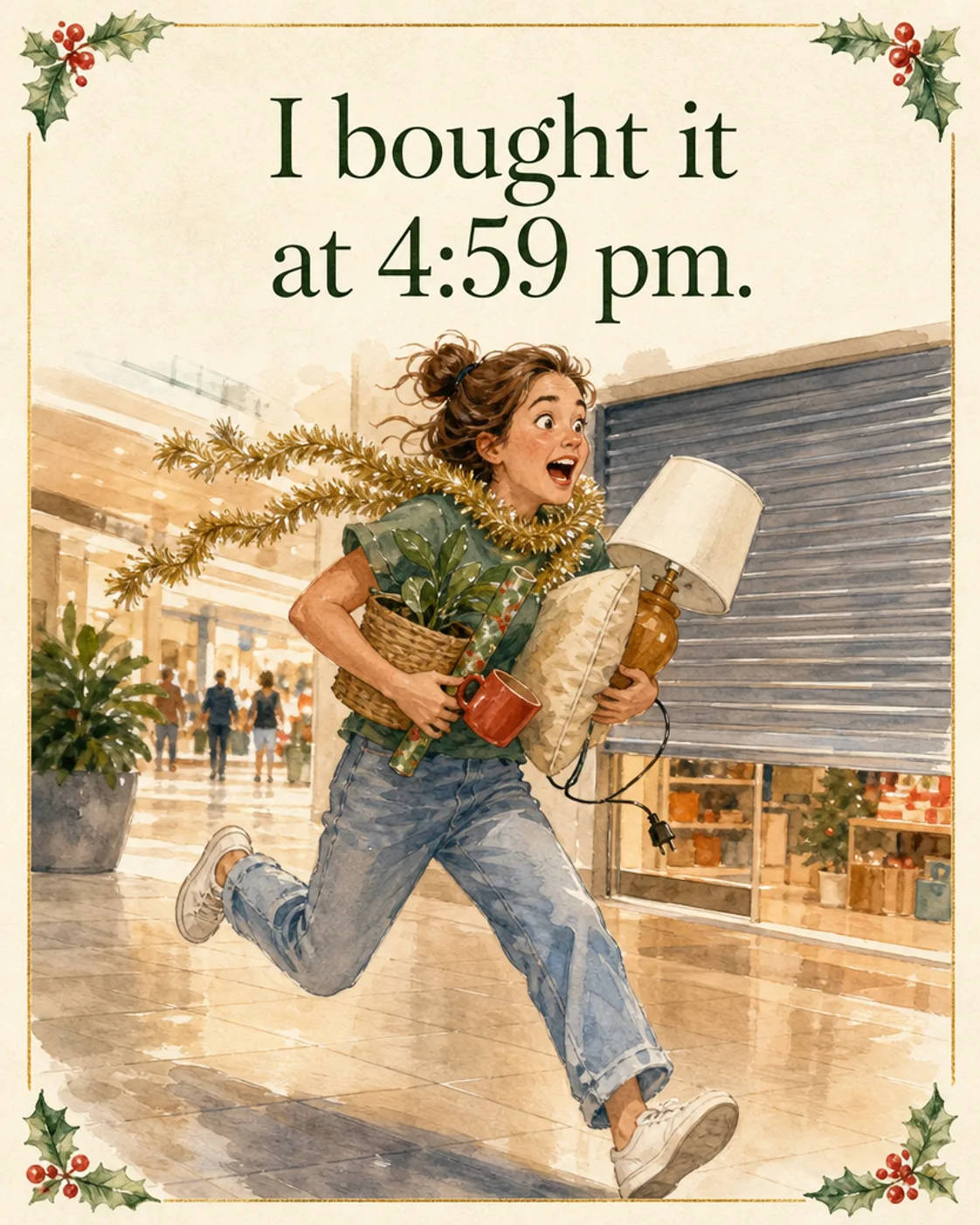 Last Minute Panic, Christmas card front