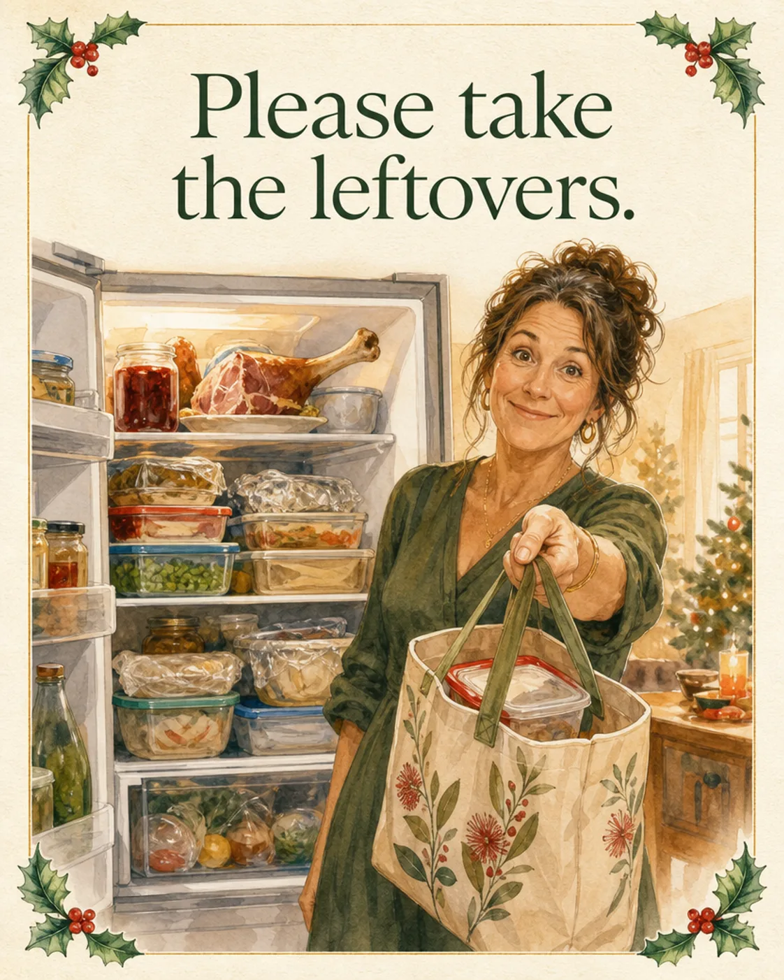 Leftover Overload, Christmas card front