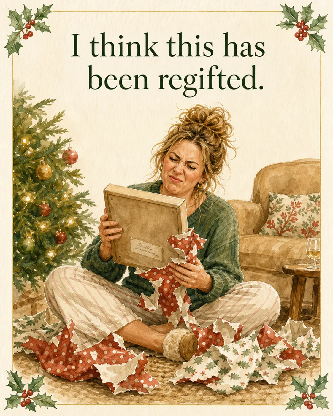 Regifted With Love, Christmas card front