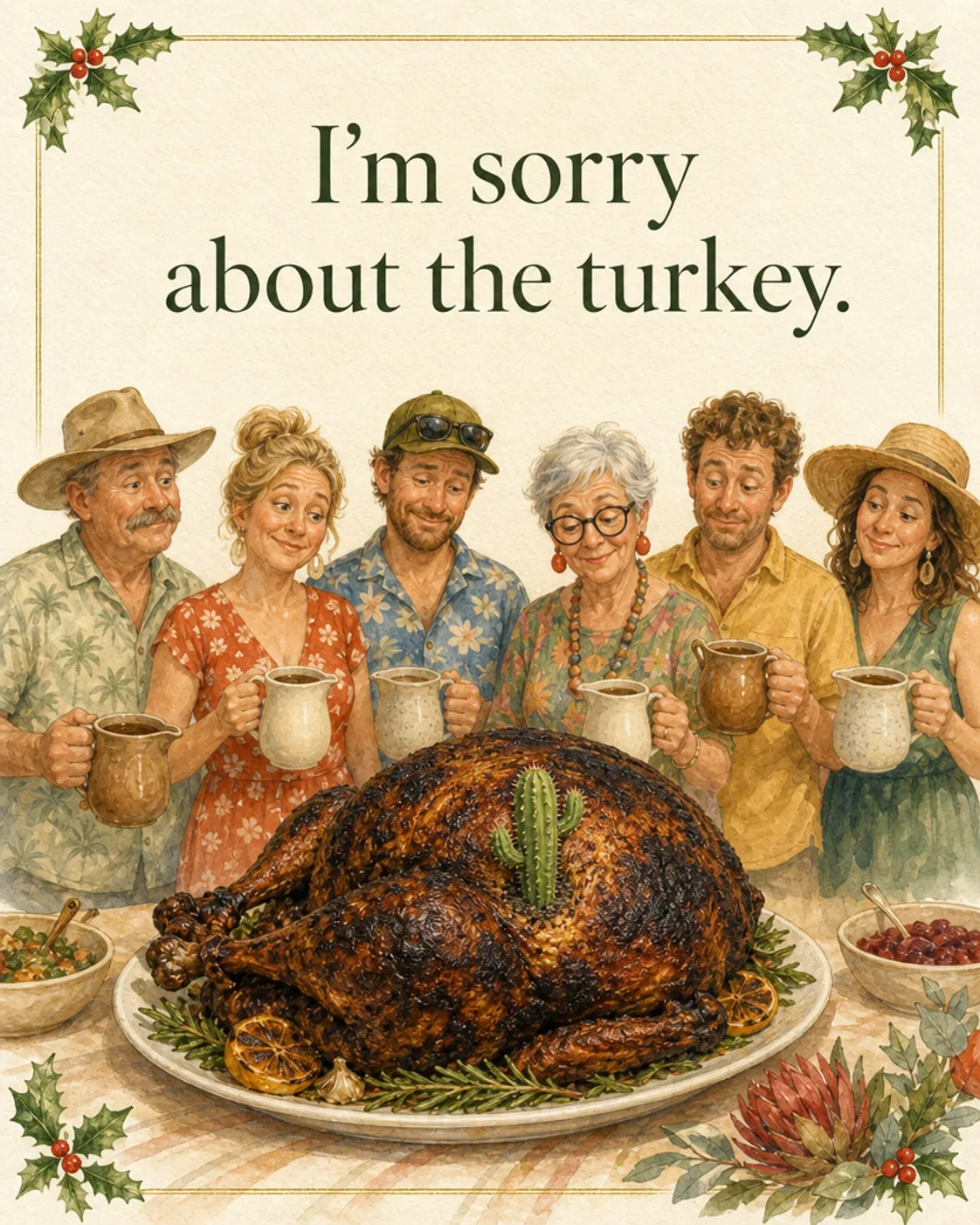 The Dry Turkey, Christmas card front