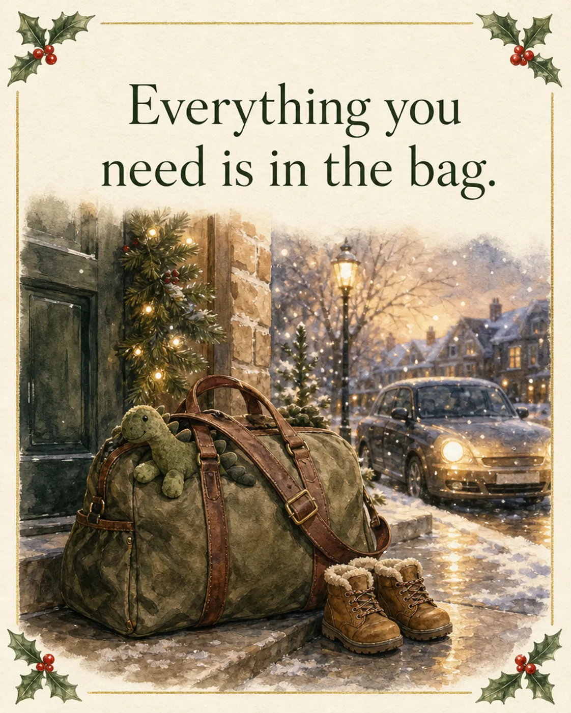The Handover Bag, Christmas card front