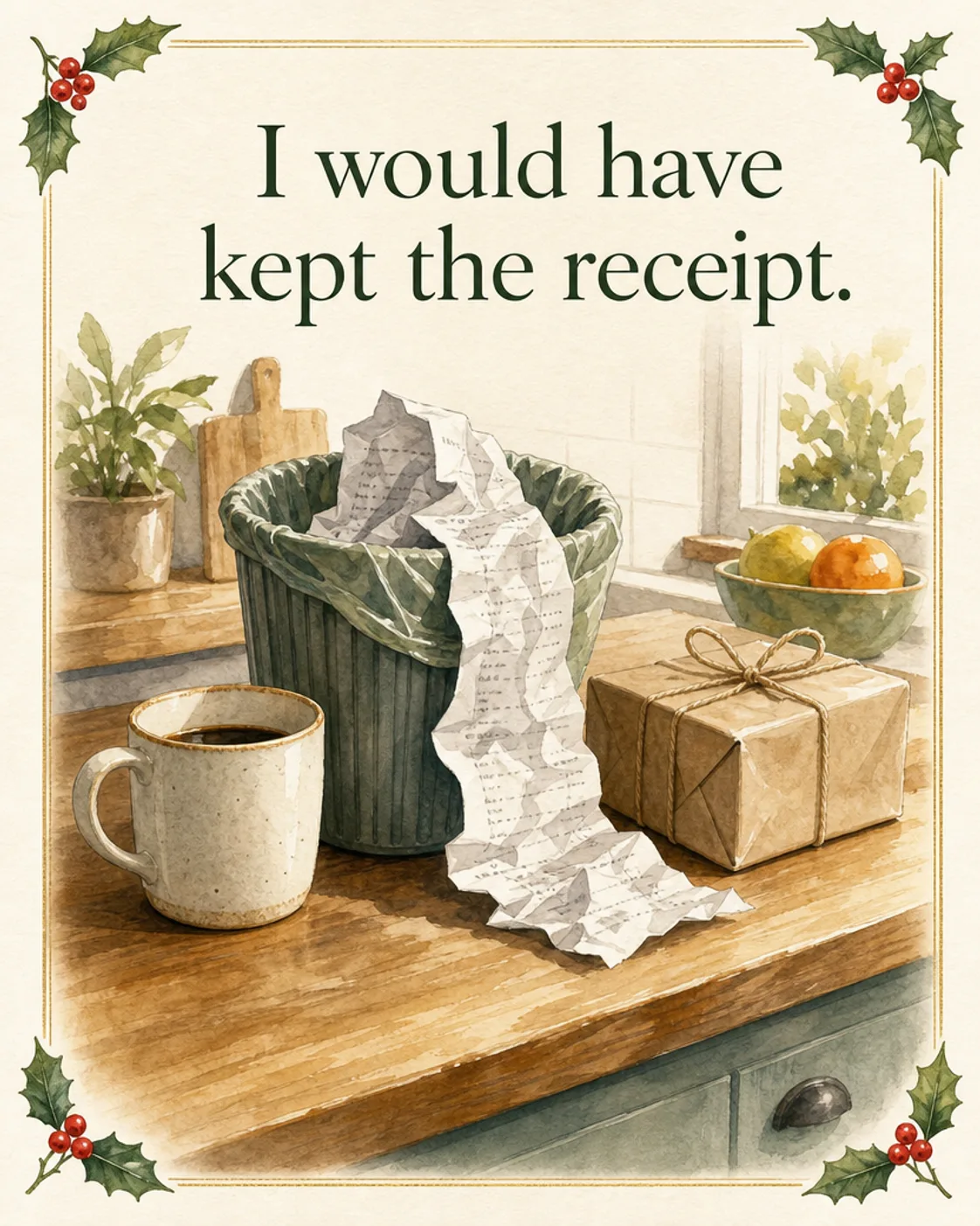 The Receipt Is Gone, Christmas card front