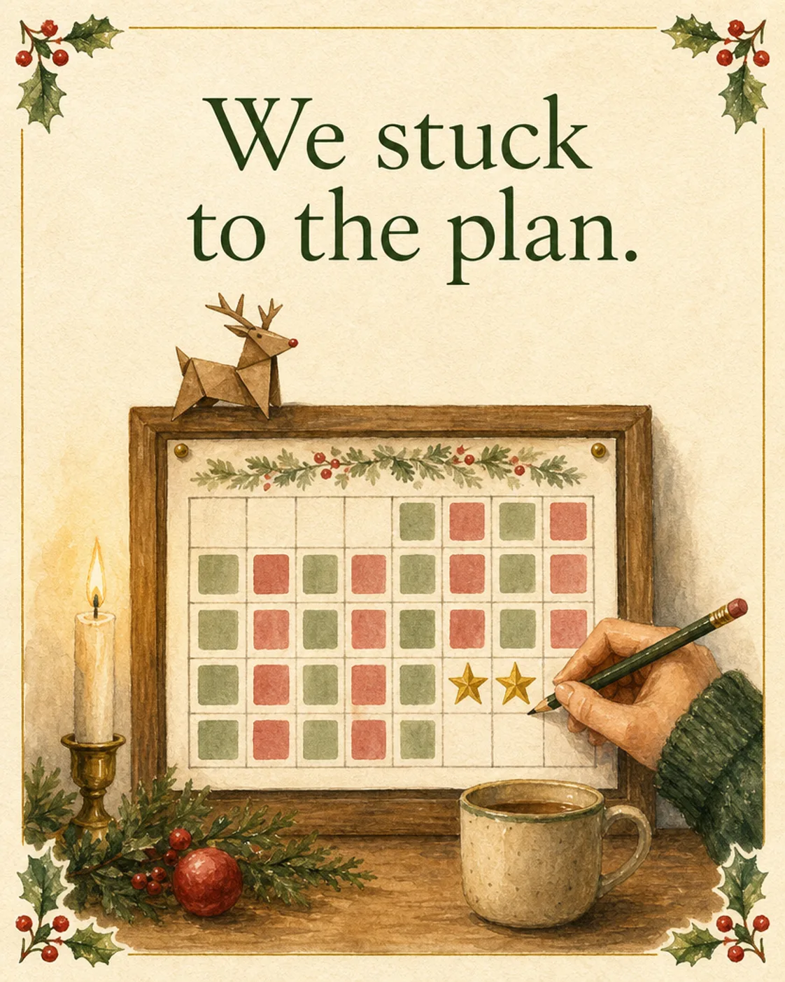 The Shared Calendar, Christmas card front