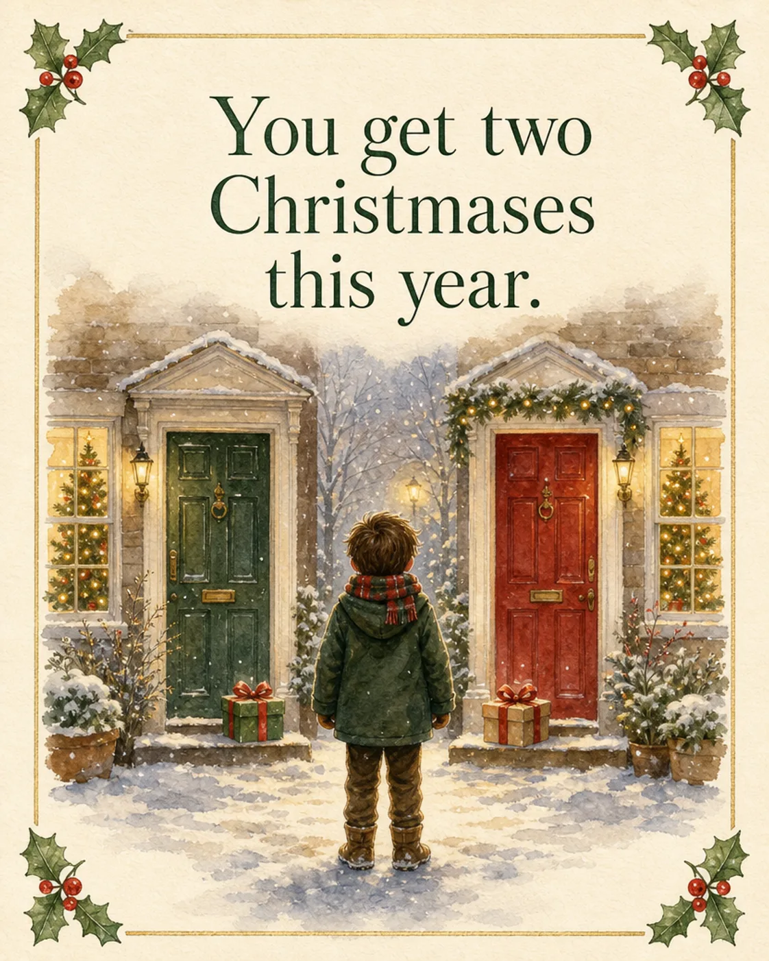 Two Christmases, Christmas card front