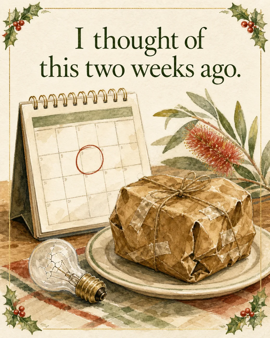 Two Weeks Ago, Christmas card front