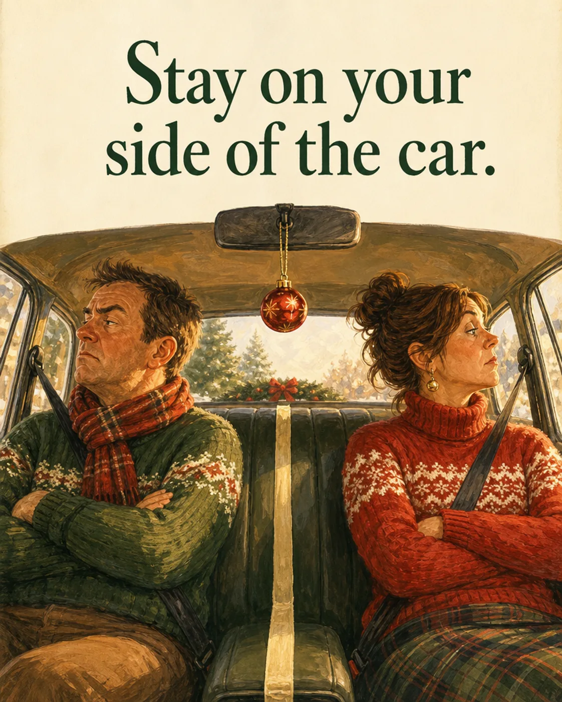 Back Seat Rules, Christmas card front