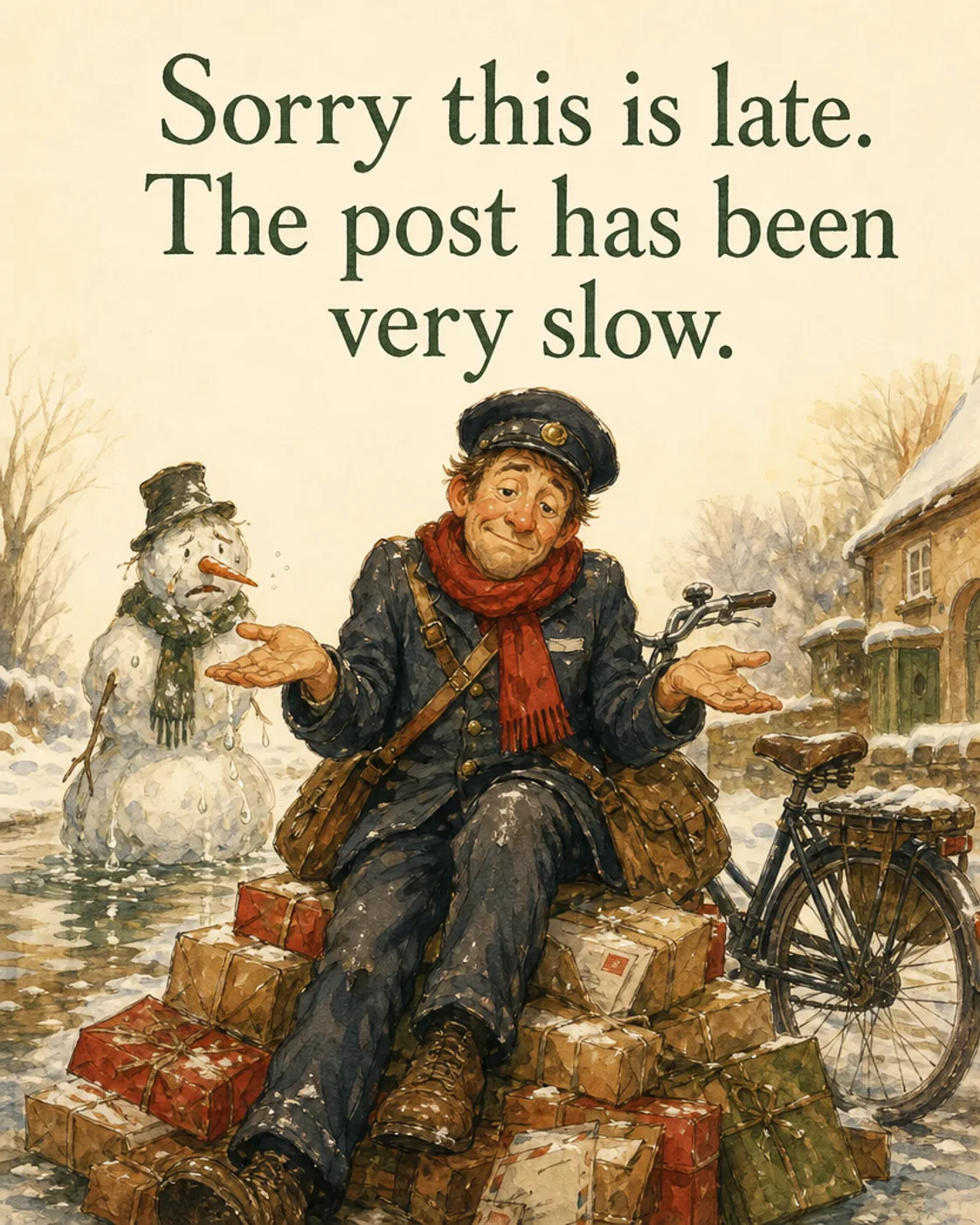 Blame the Post, Christmas card front