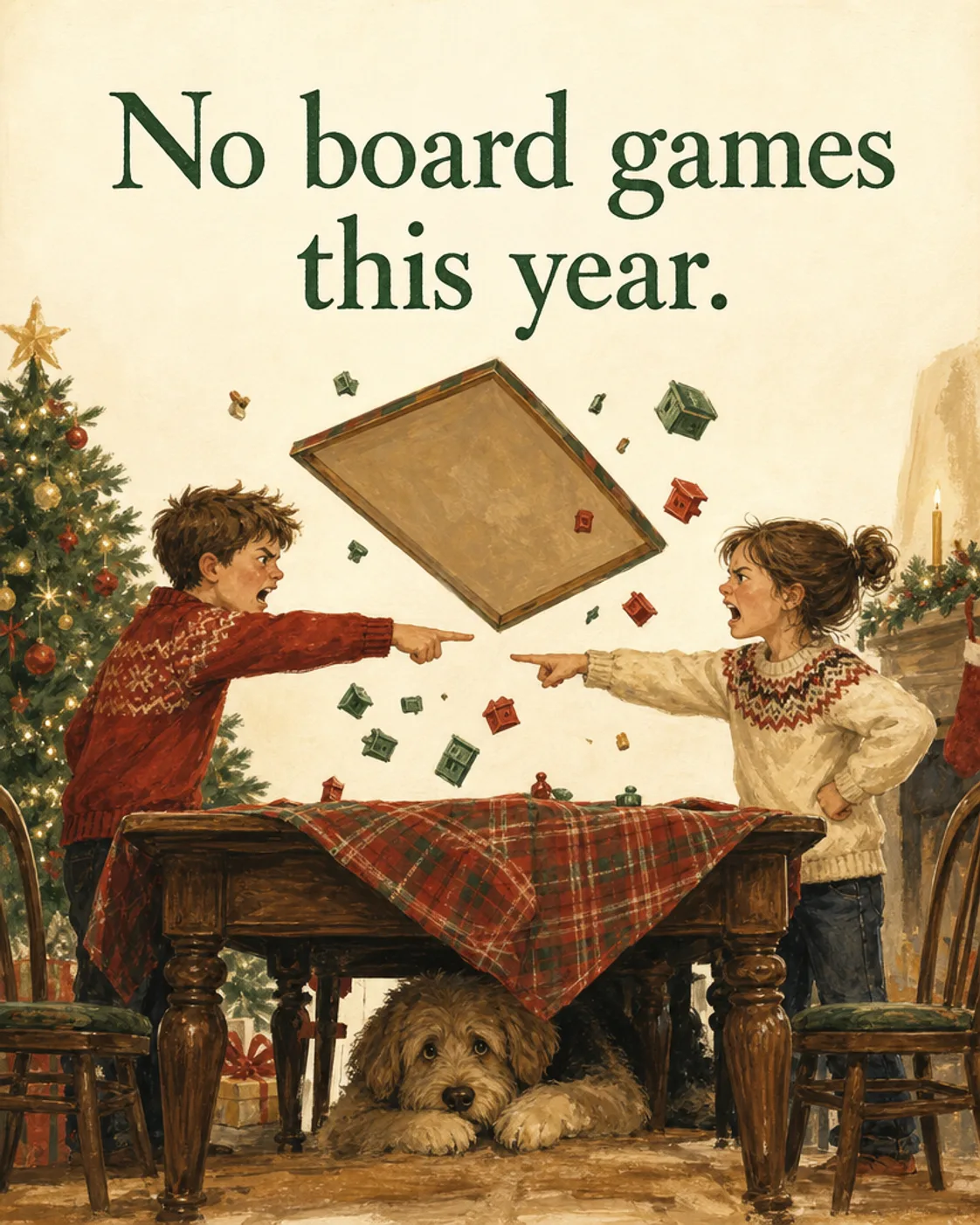Board Game Casualty, Christmas card front
