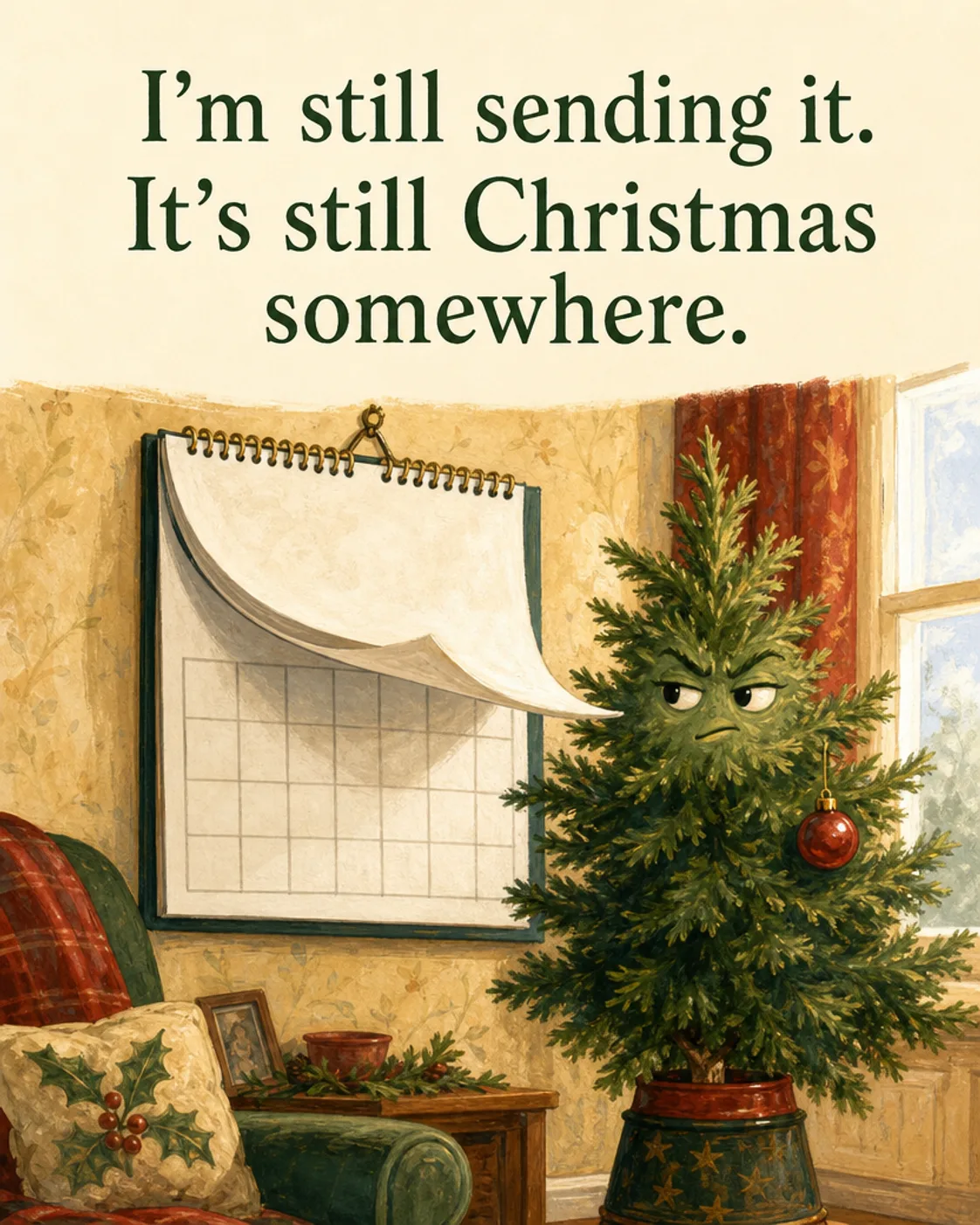 Boxing Day Boomerang, Christmas card front