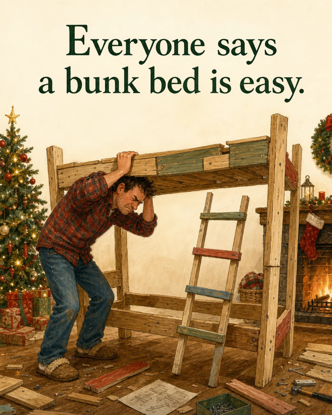 Bunk Bed, Christmas card front