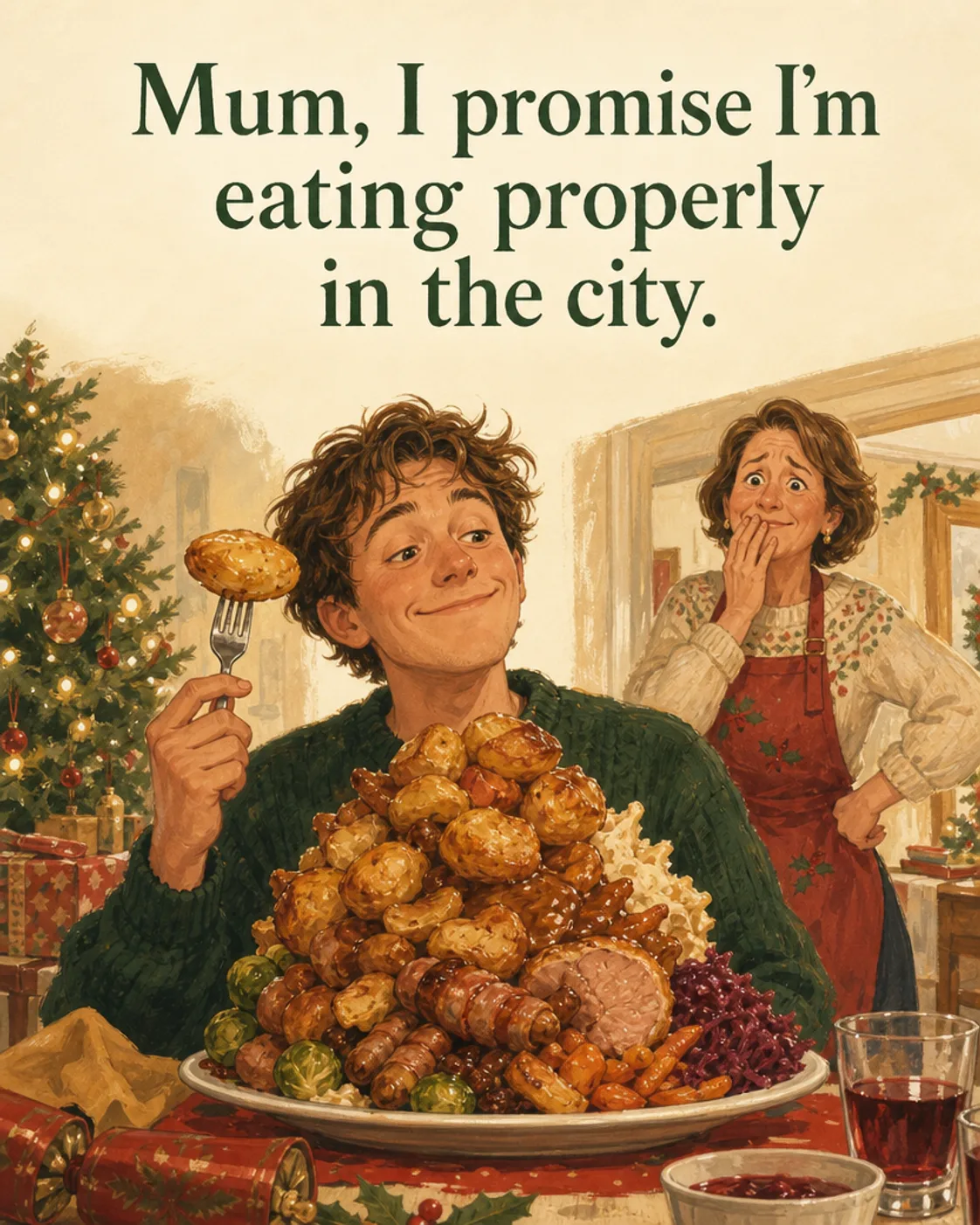 Eating Properly, Christmas card front
