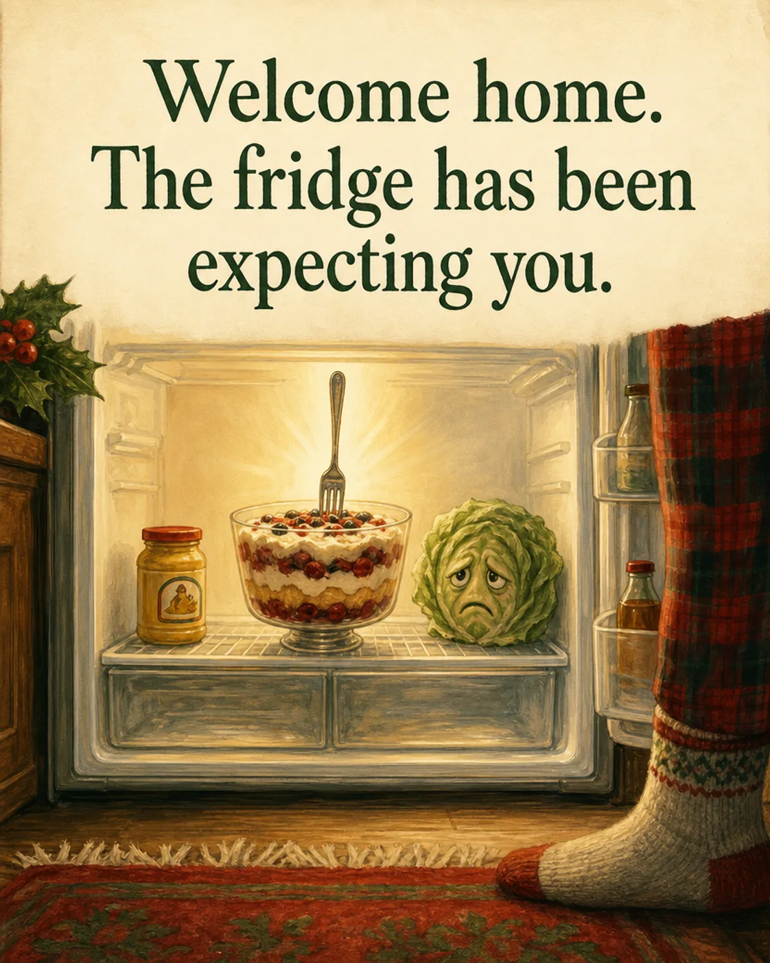 Fridge Raid, Christmas card front