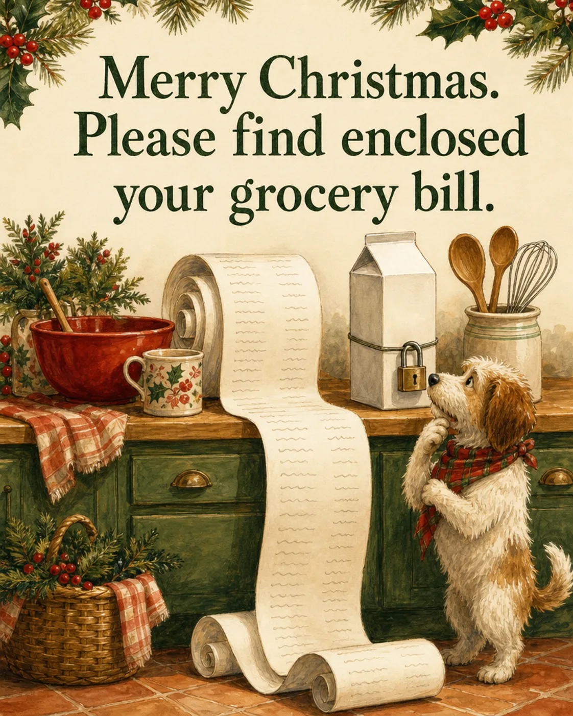 Grocery Bill, Christmas card front