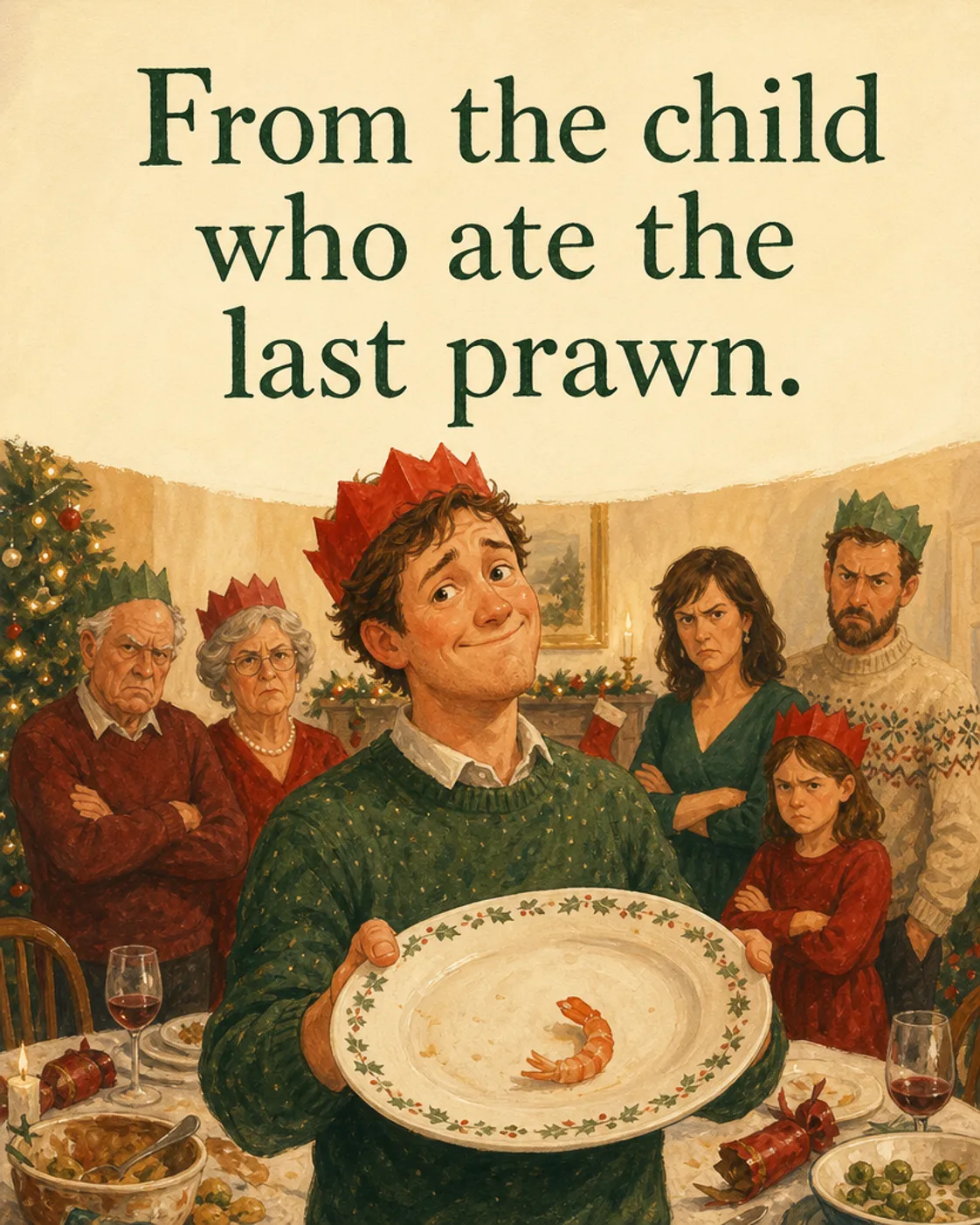 Last Prawn, Christmas card front