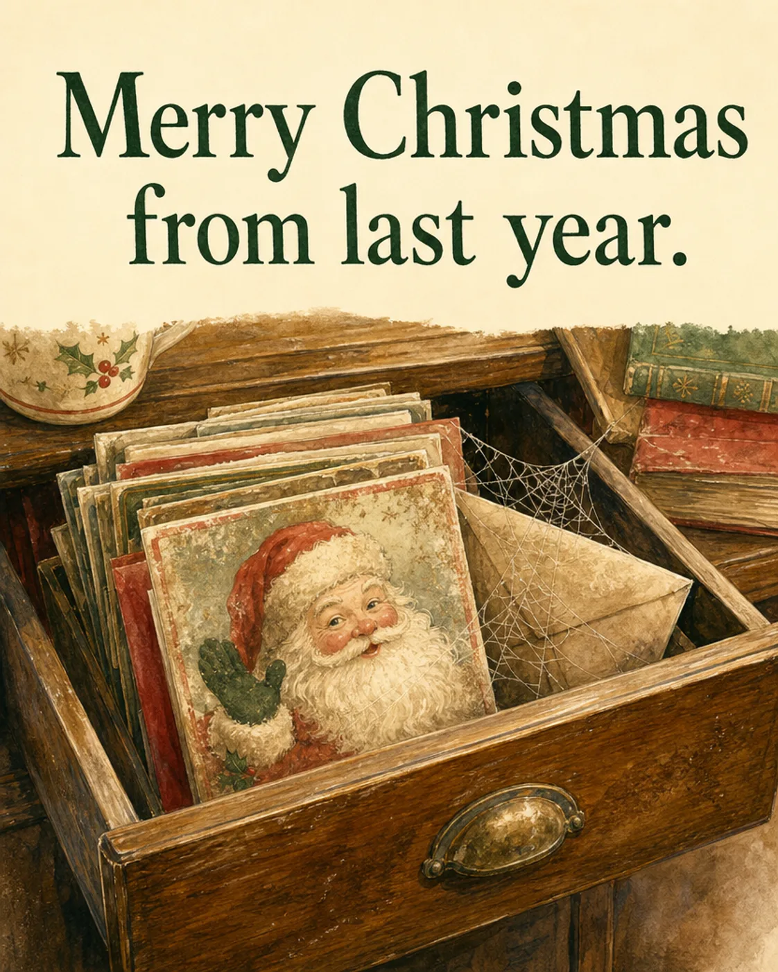 Last Year’s Card, Christmas card front