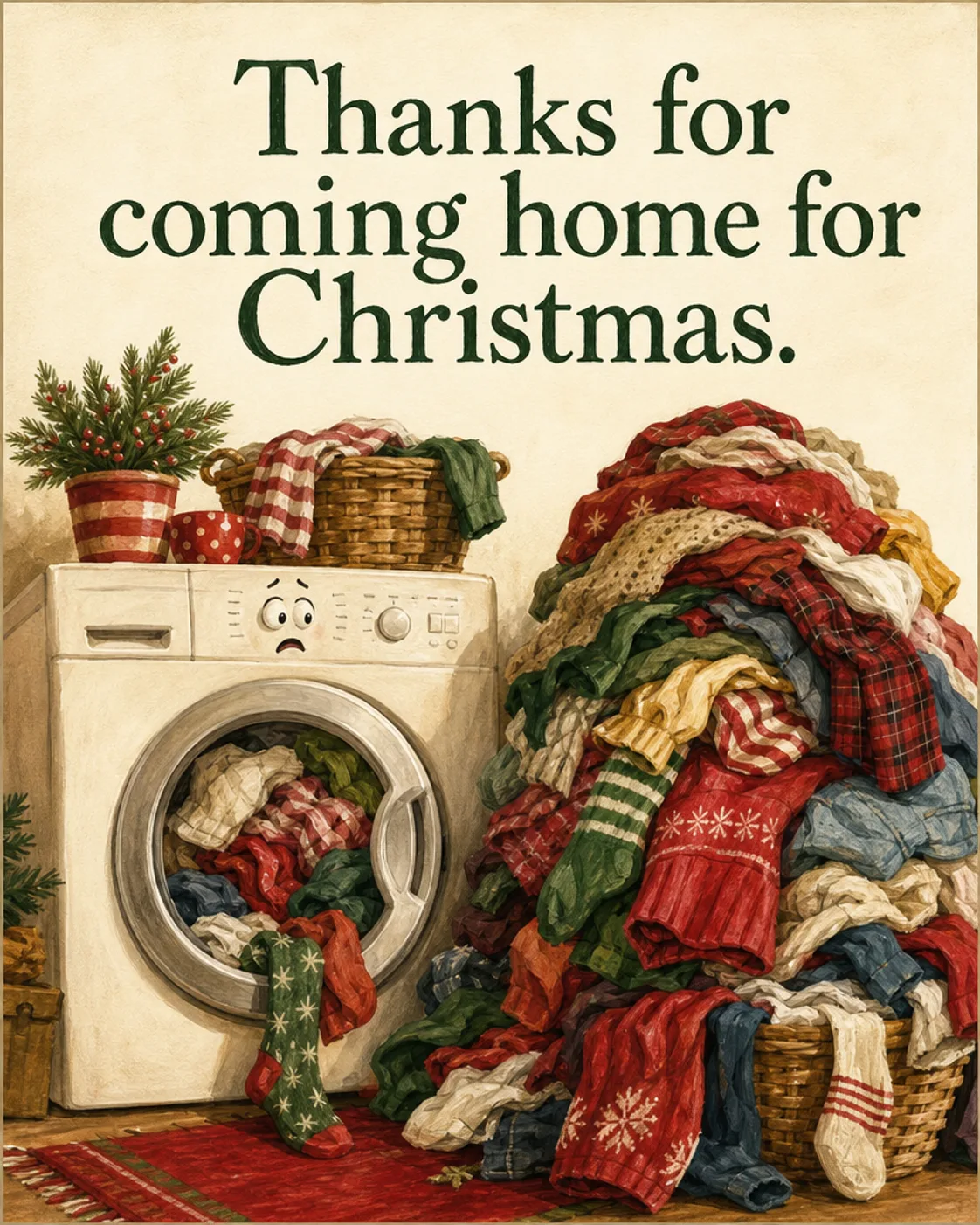 Laundry Day, Christmas card front
