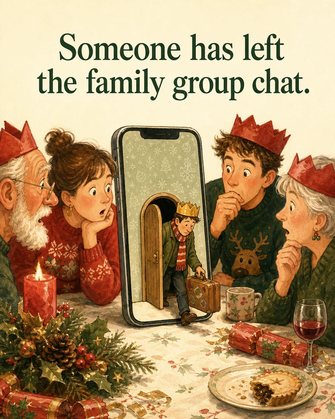 Left the Group, Christmas card front