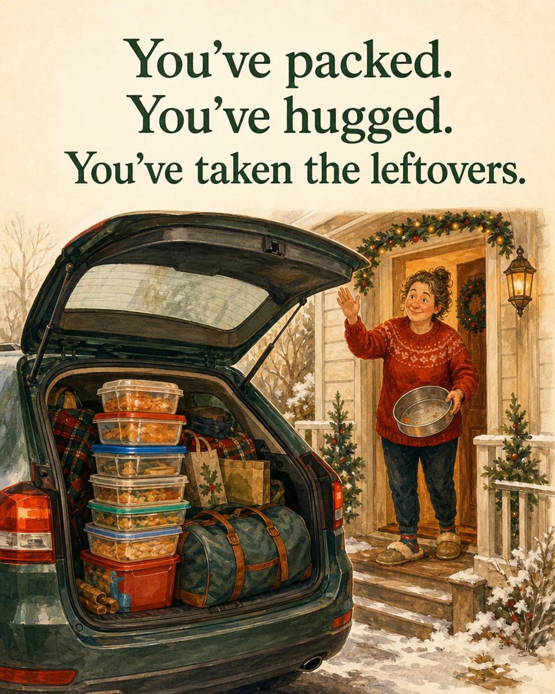 Leftover Handover, Christmas card front