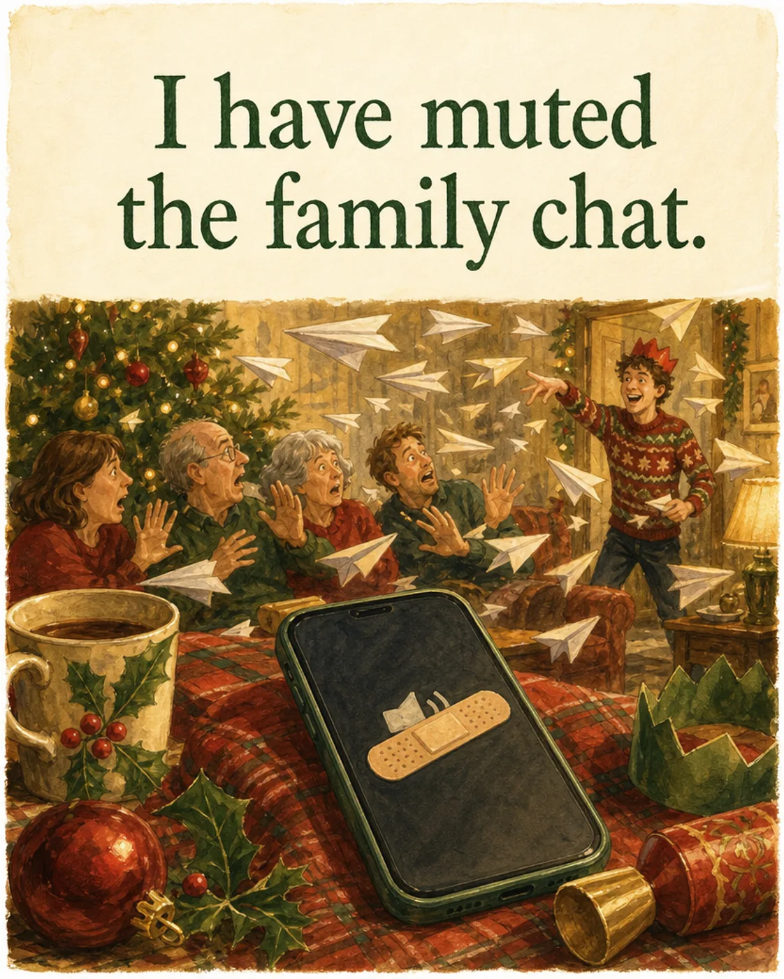 Muted, Christmas card front