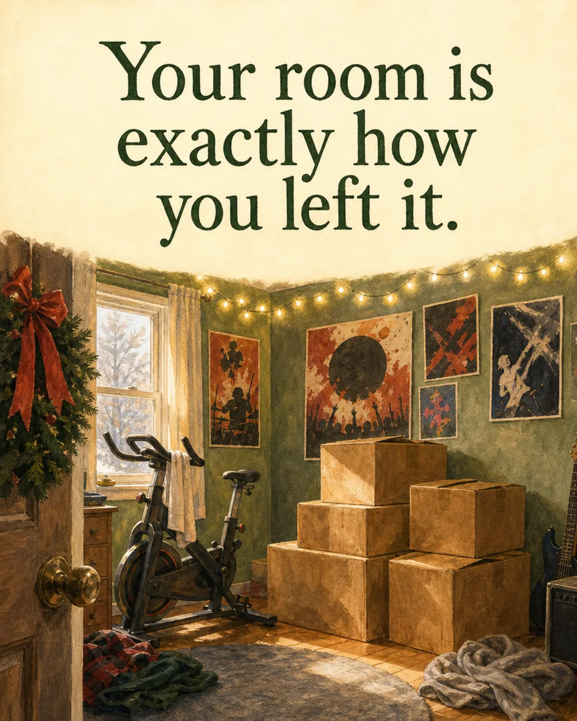 Old Bedroom, Christmas card front