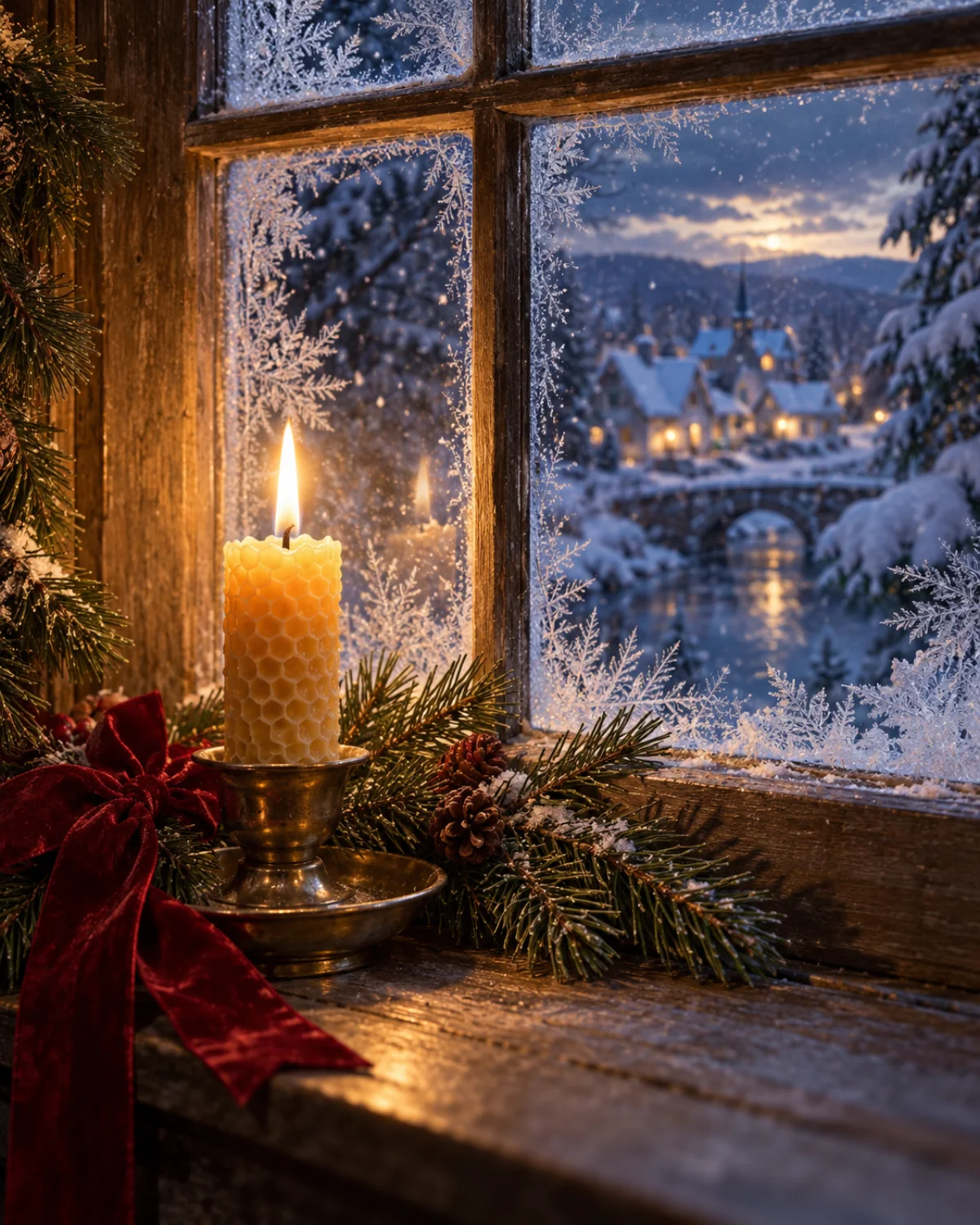 Candle in the Window, Christmas card front