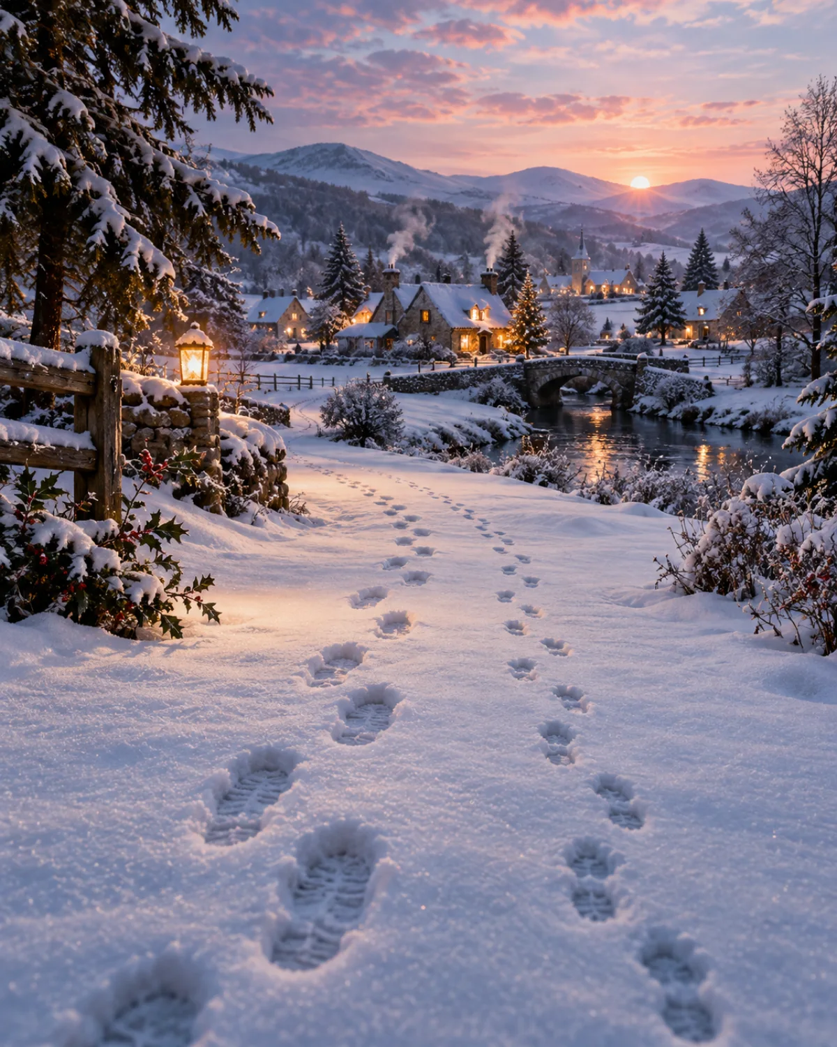 Footprints in the Snow, Christmas card front