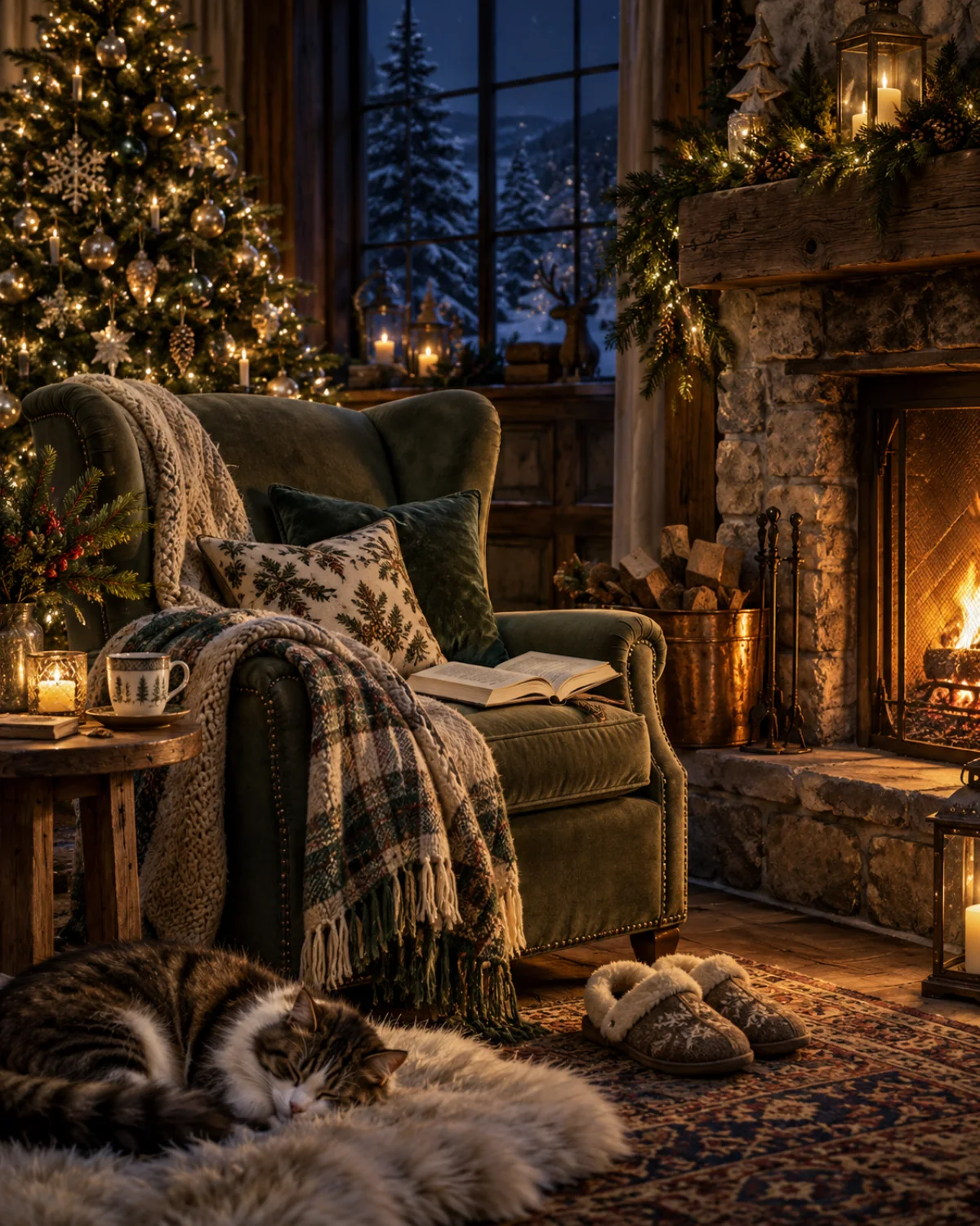 One Chair by the Fire, Christmas card front