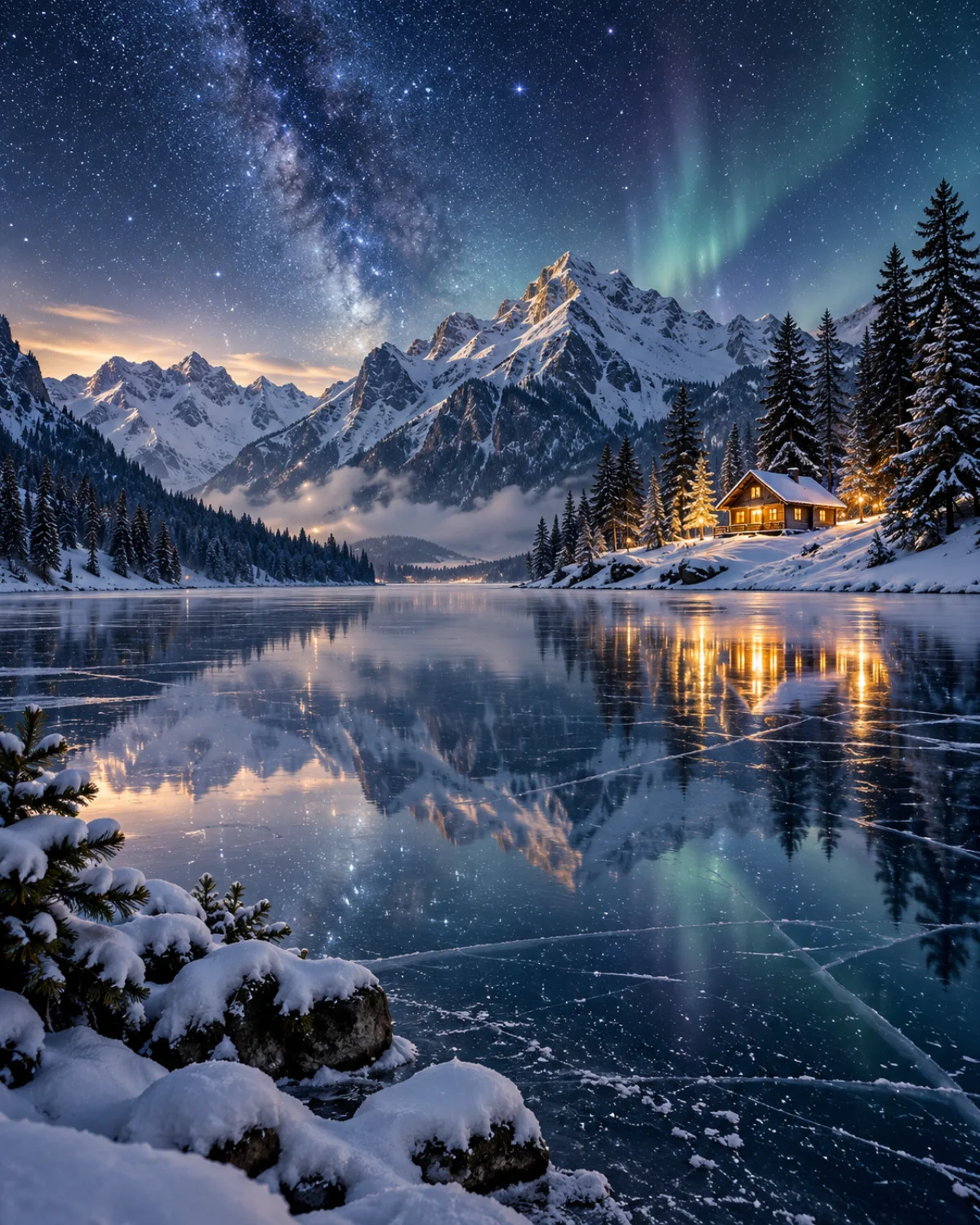 Stars Over the Lake, Christmas card front