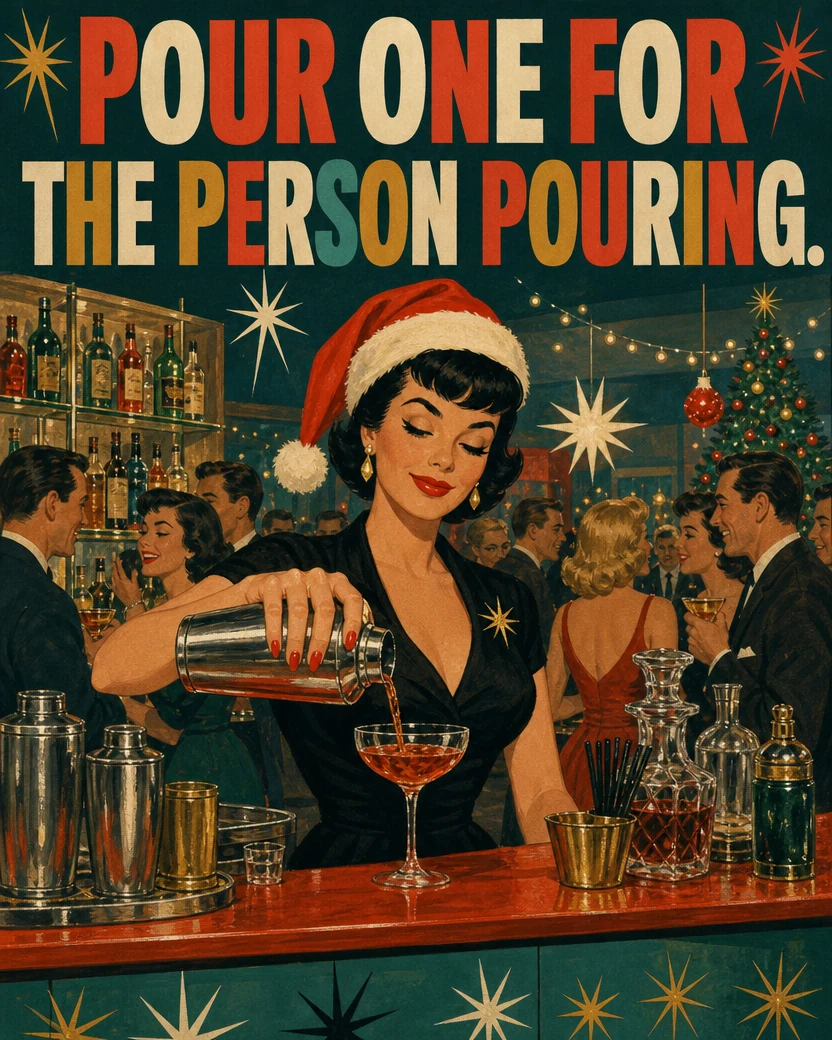 The Bartender, Christmas card front