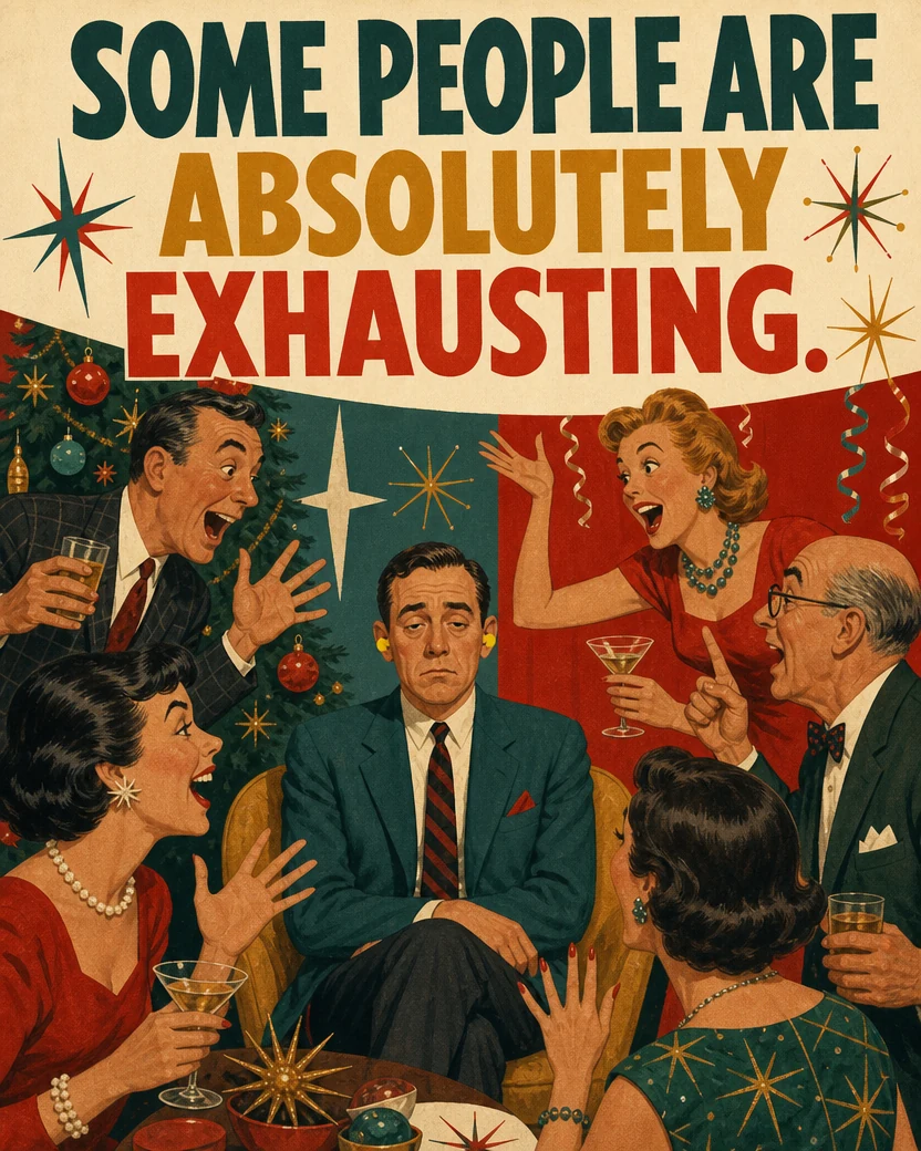 Absolutely Exhausting, Christmas card front