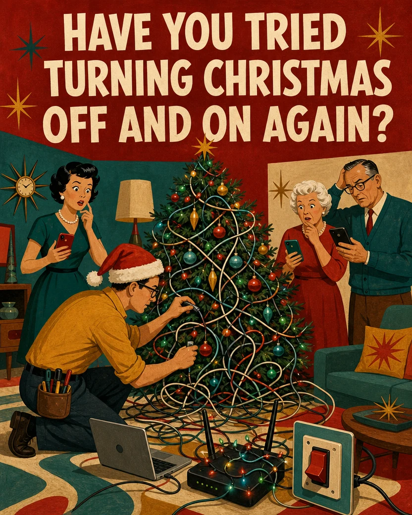 IT Support, Christmas card front