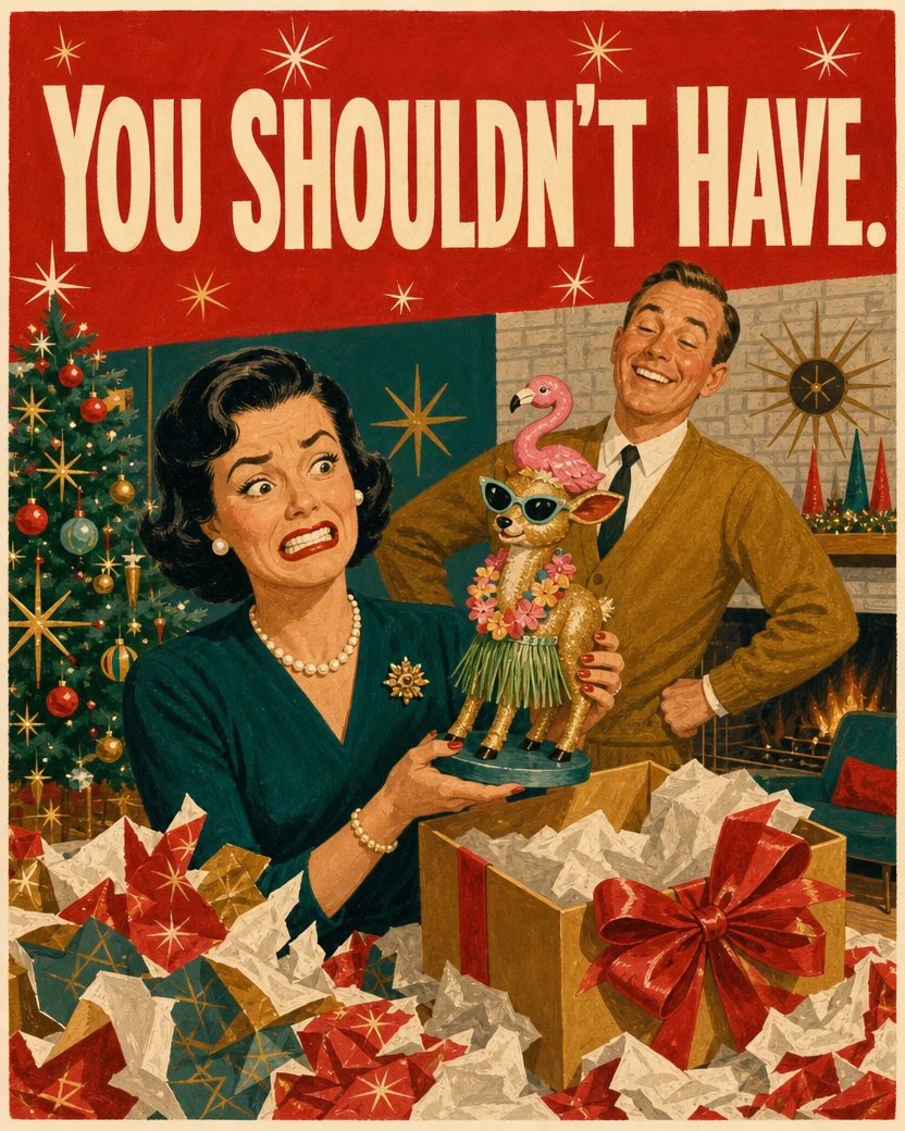 You Shouldn’t Have, Christmas card front
