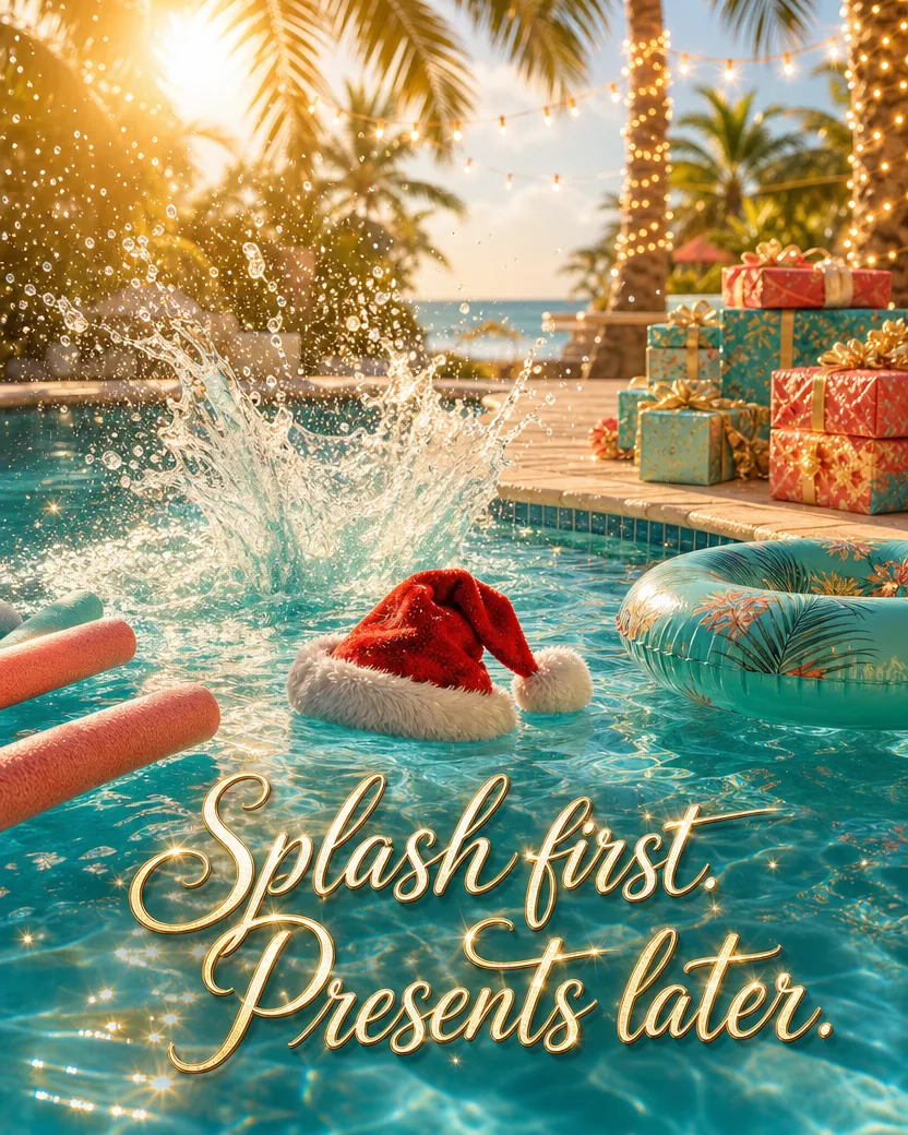 Christmas by the Pool, Christmas card front