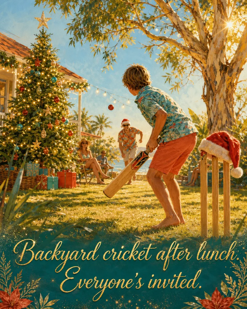 Cricket After Lunch, Christmas card front