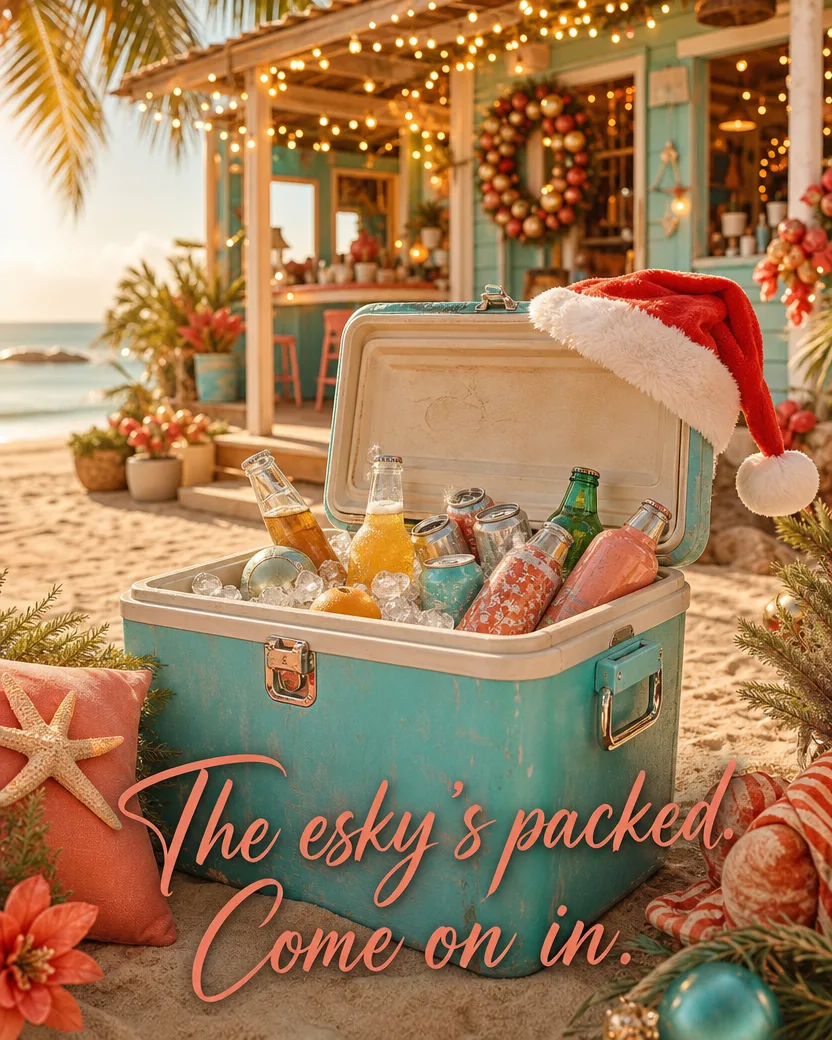 The Beach Esky, Christmas card front