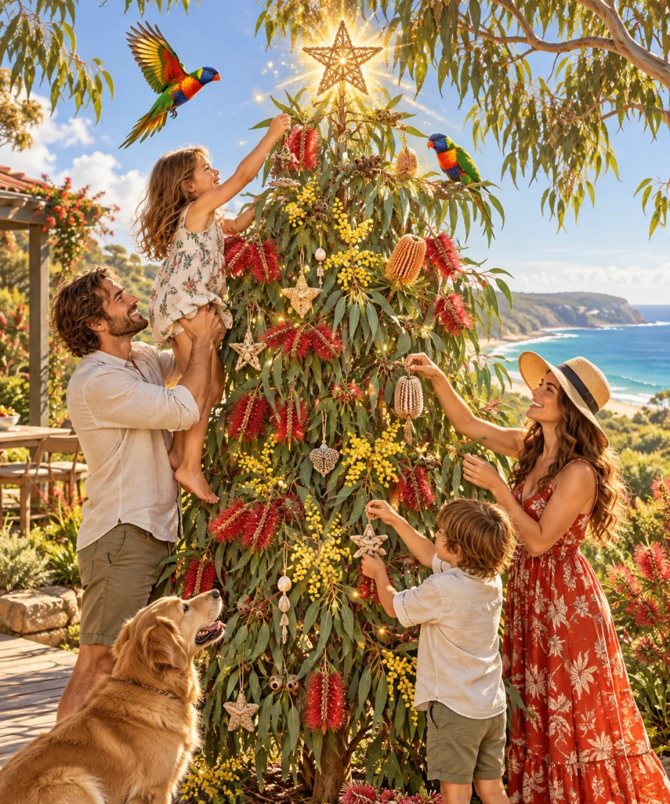 The Native Christmas Tree, Christmas card front