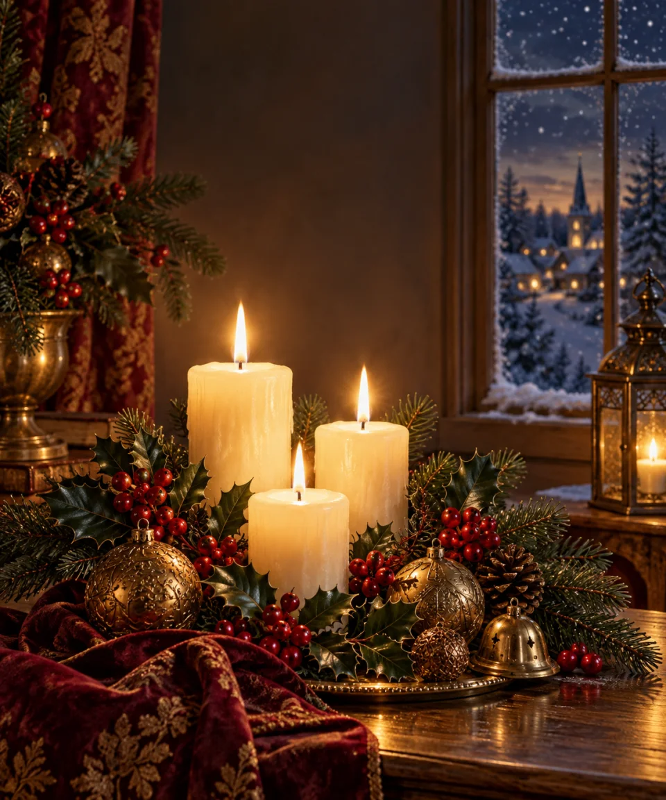 Candlelit Christmas Eve, Christmas card front