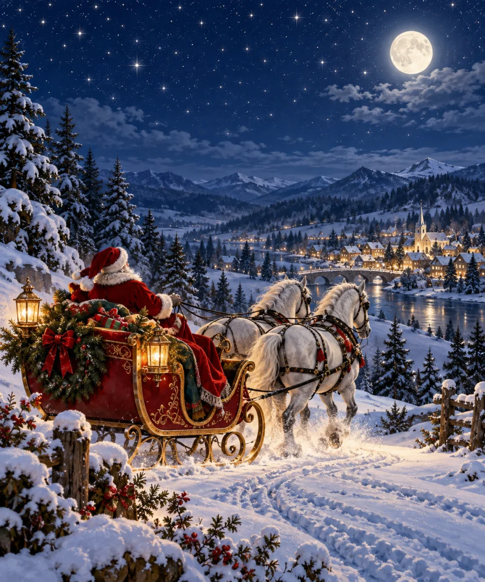 Midnight Sleigh, Christmas card front
