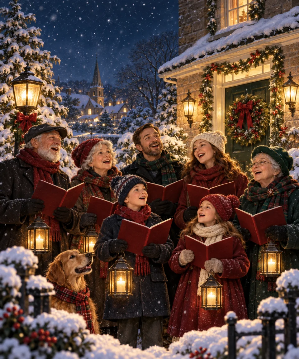 Carols by Candlelight, Christmas card front