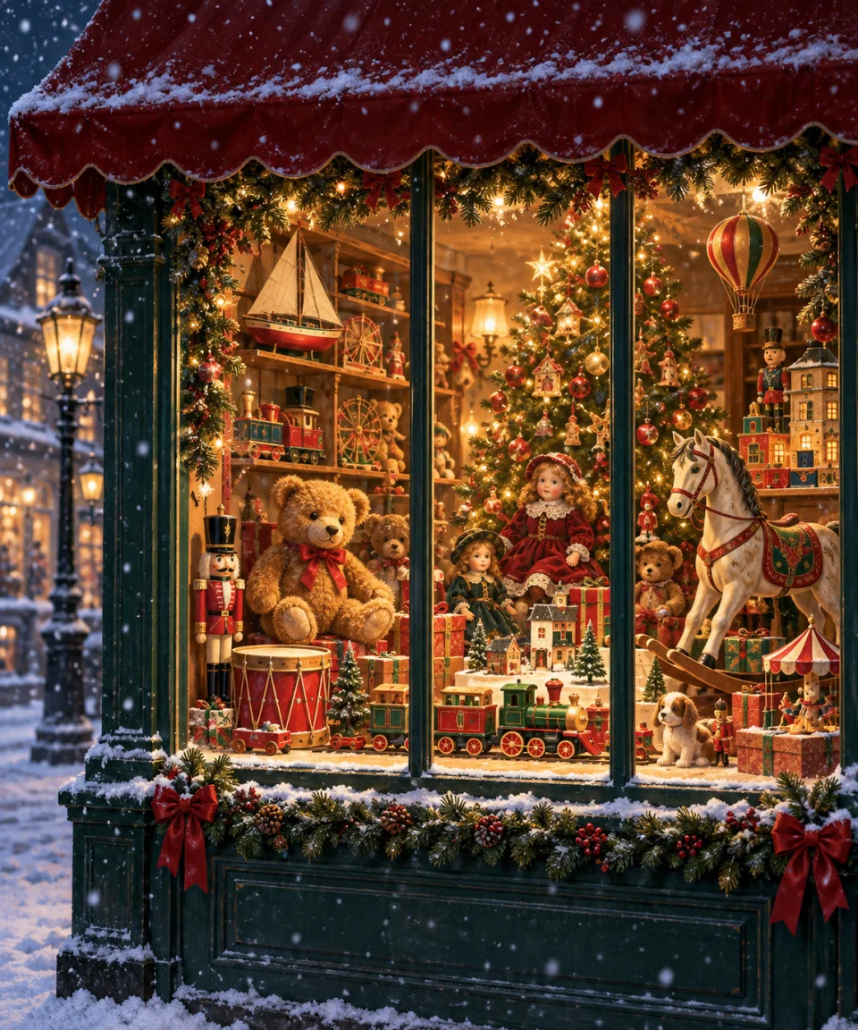 The Toy Shop Window, Christmas card front