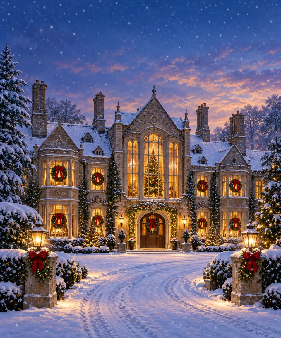 Christmas at the Manor, Christmas card front